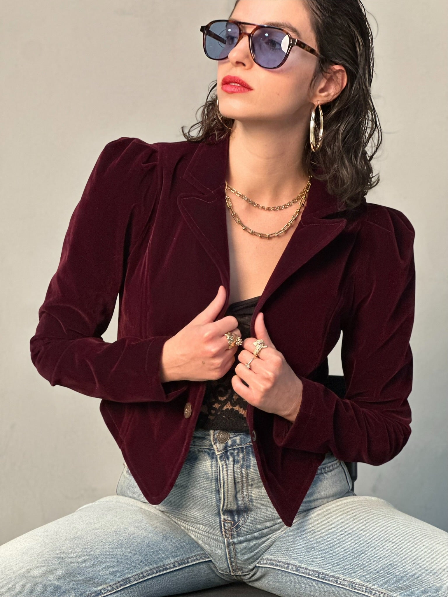 ג׳קט שיקגו - בורדו כהה