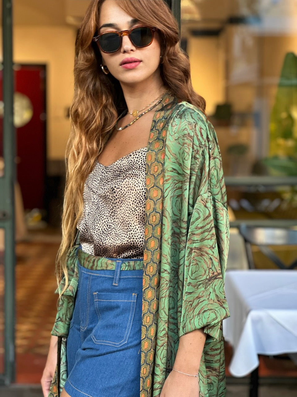 קימונו סאקורה - ירוק דשא