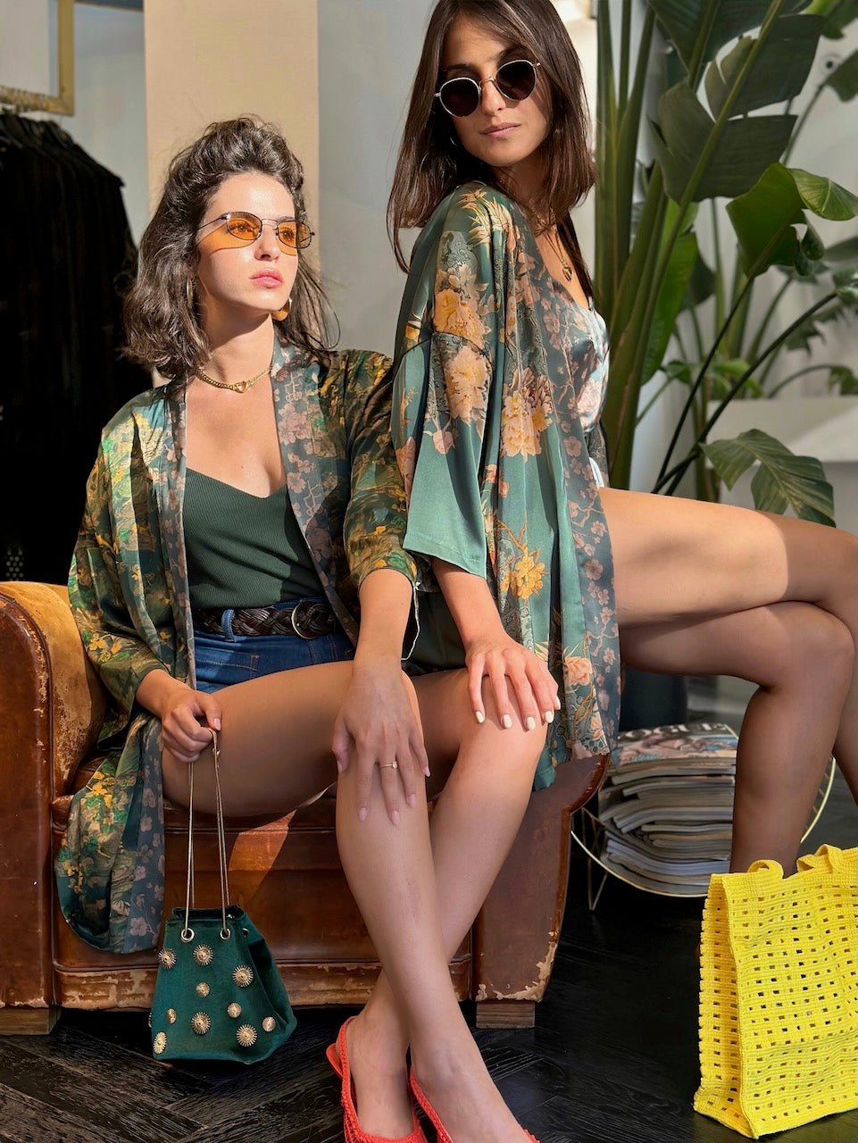 קימונו סאקורה - ירוק בקבוק