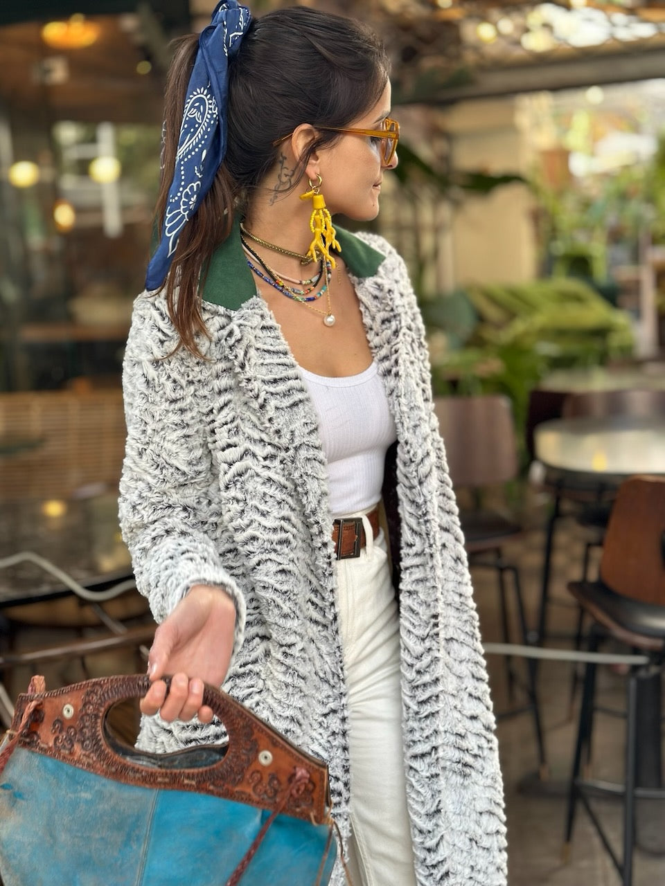 מעיל אלסקה - לבן שחור