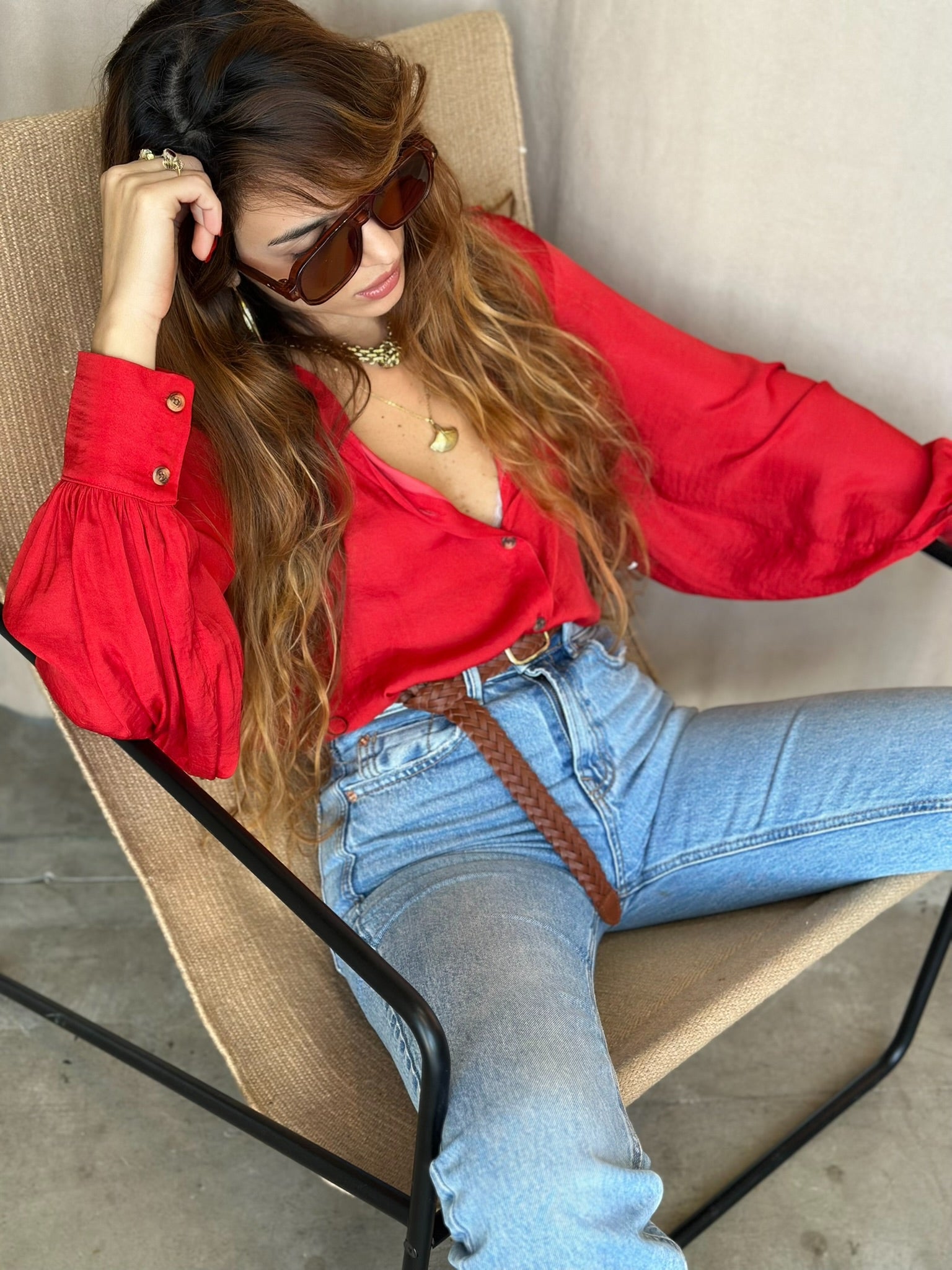 חולצת פריסיליה - אדומה