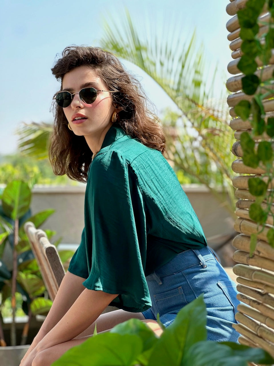 מכופתרת קמילה - ירוק בקבוק