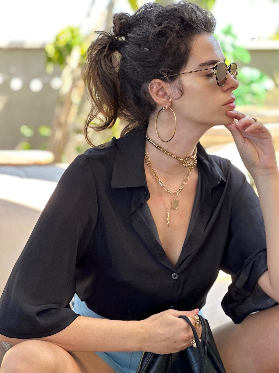 מכופתרת קמילה - שחור