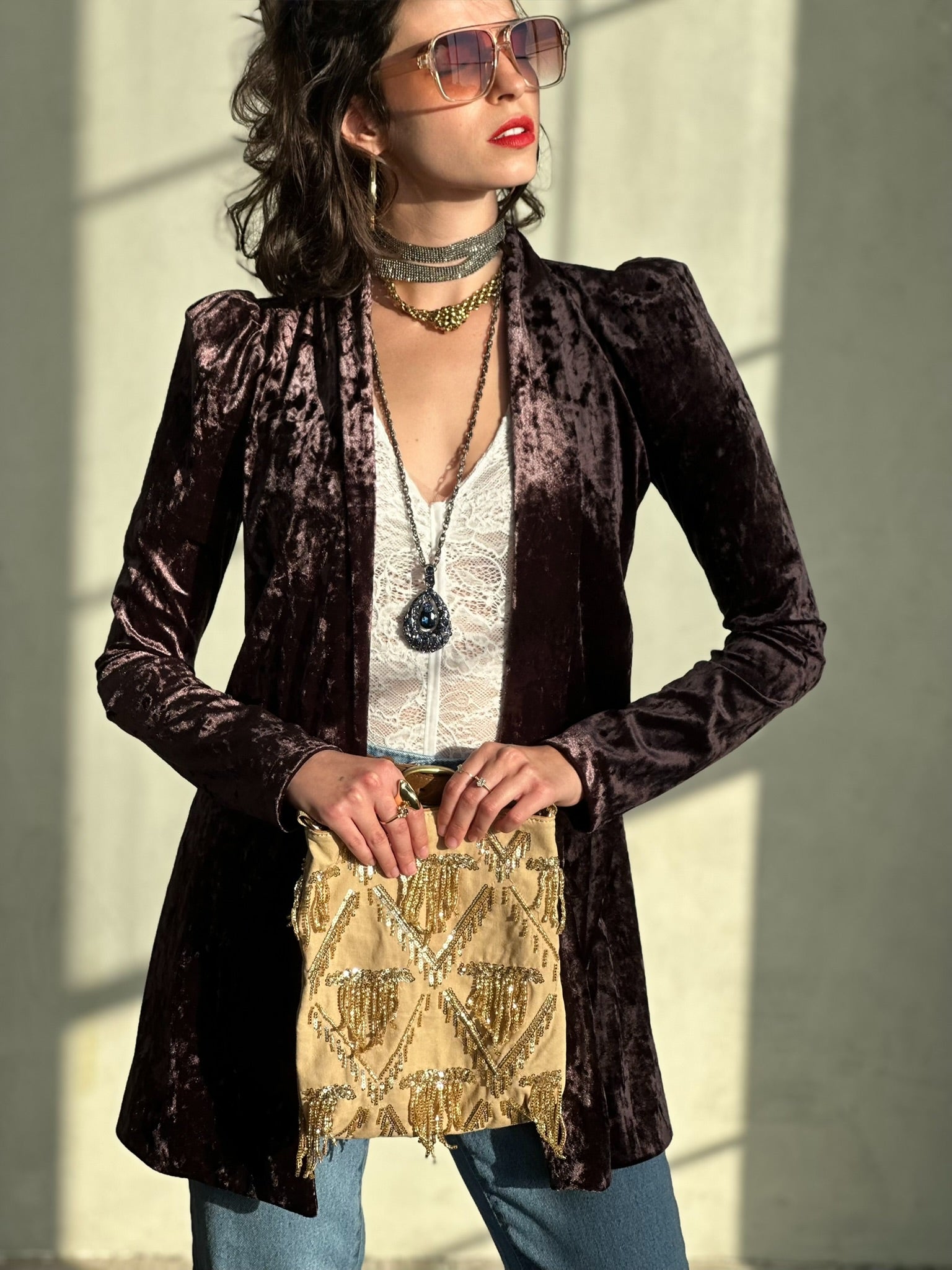 עליונית ברלין קטיפה שבורה - סגול