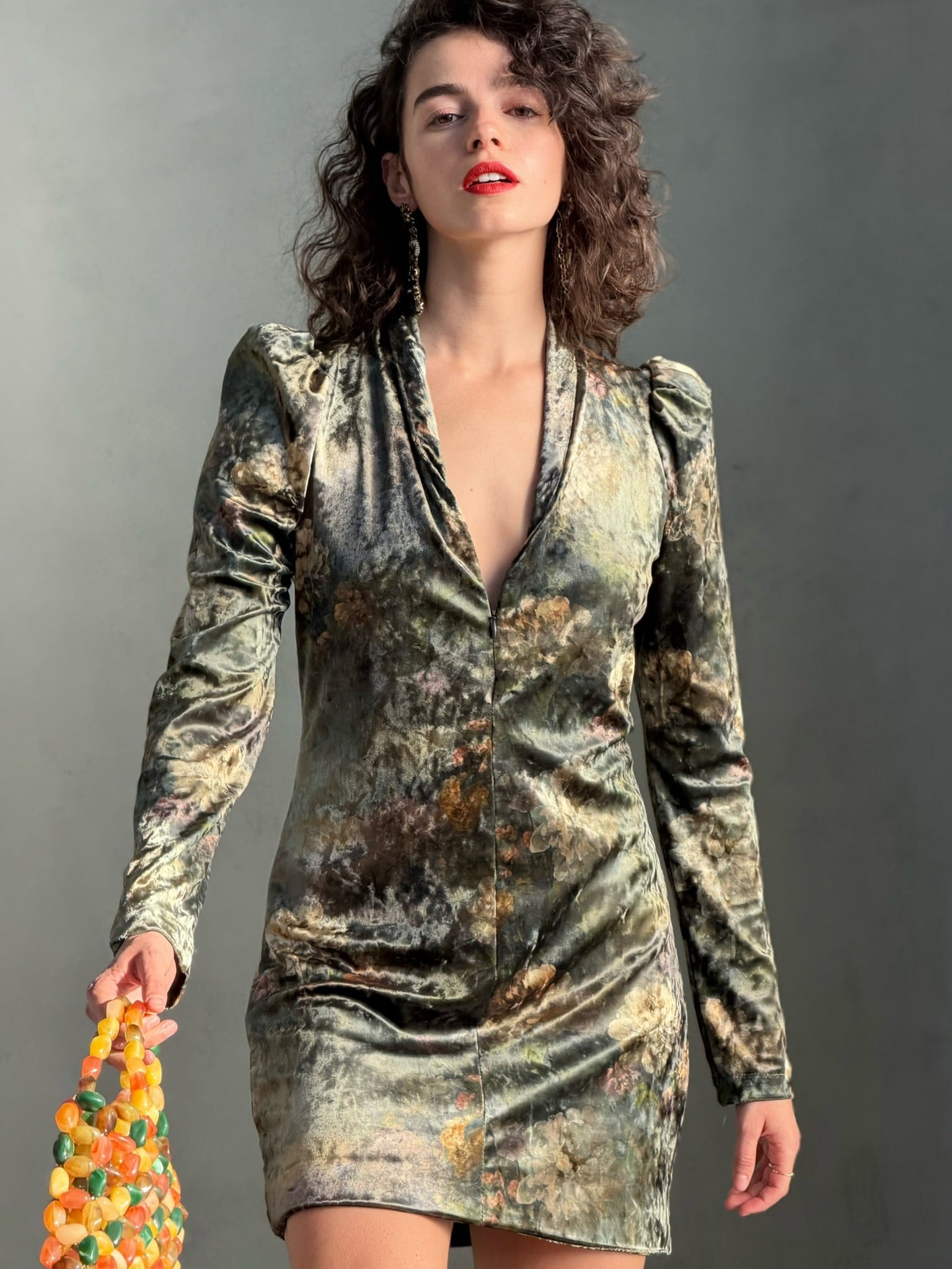 שמלת ברלין - ירוק פרחים דהויים