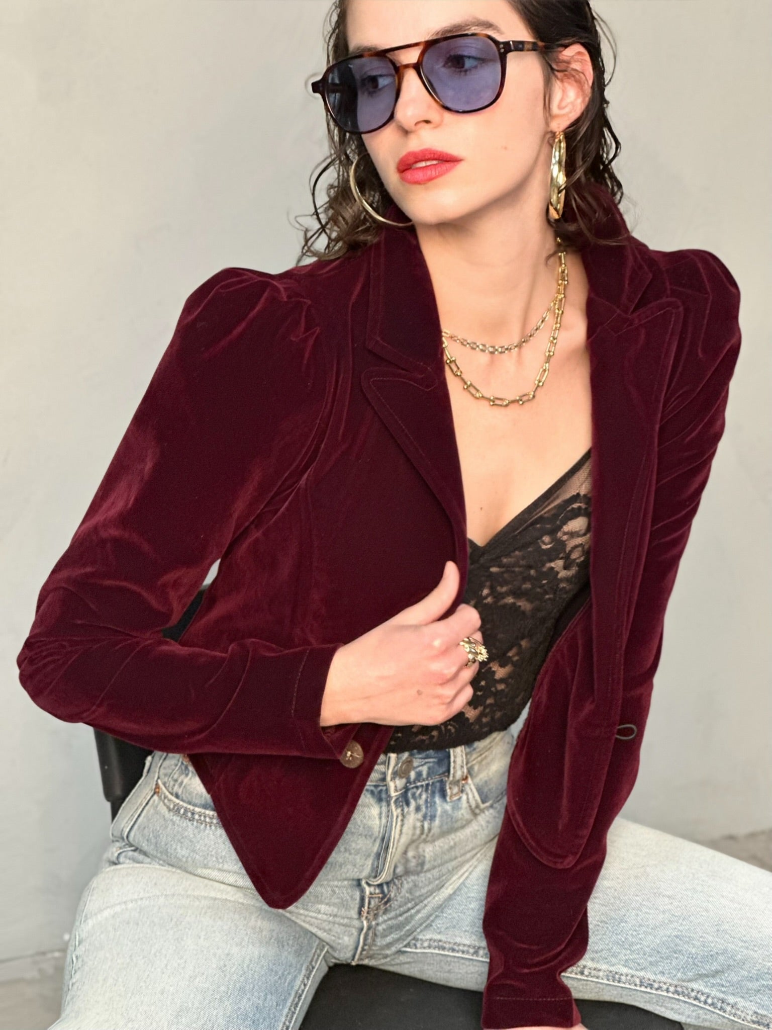 ג׳קט שיקגו - בורדו כהה