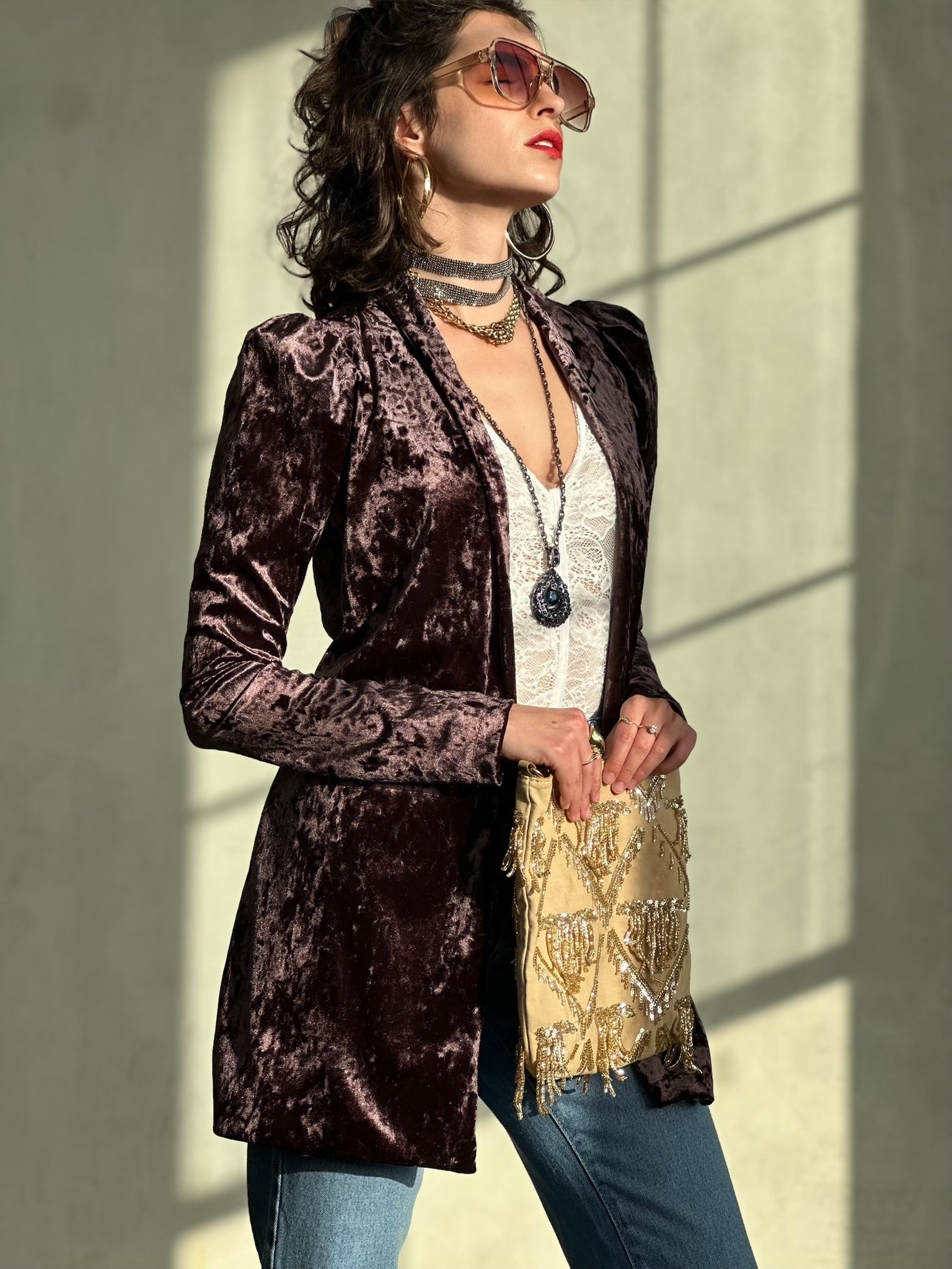 עליונית ברלין קטיפה שבורה - סגול