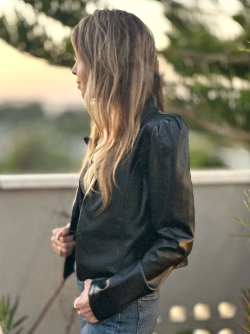 ג׳קט שיקגו דמוי עור - שחור