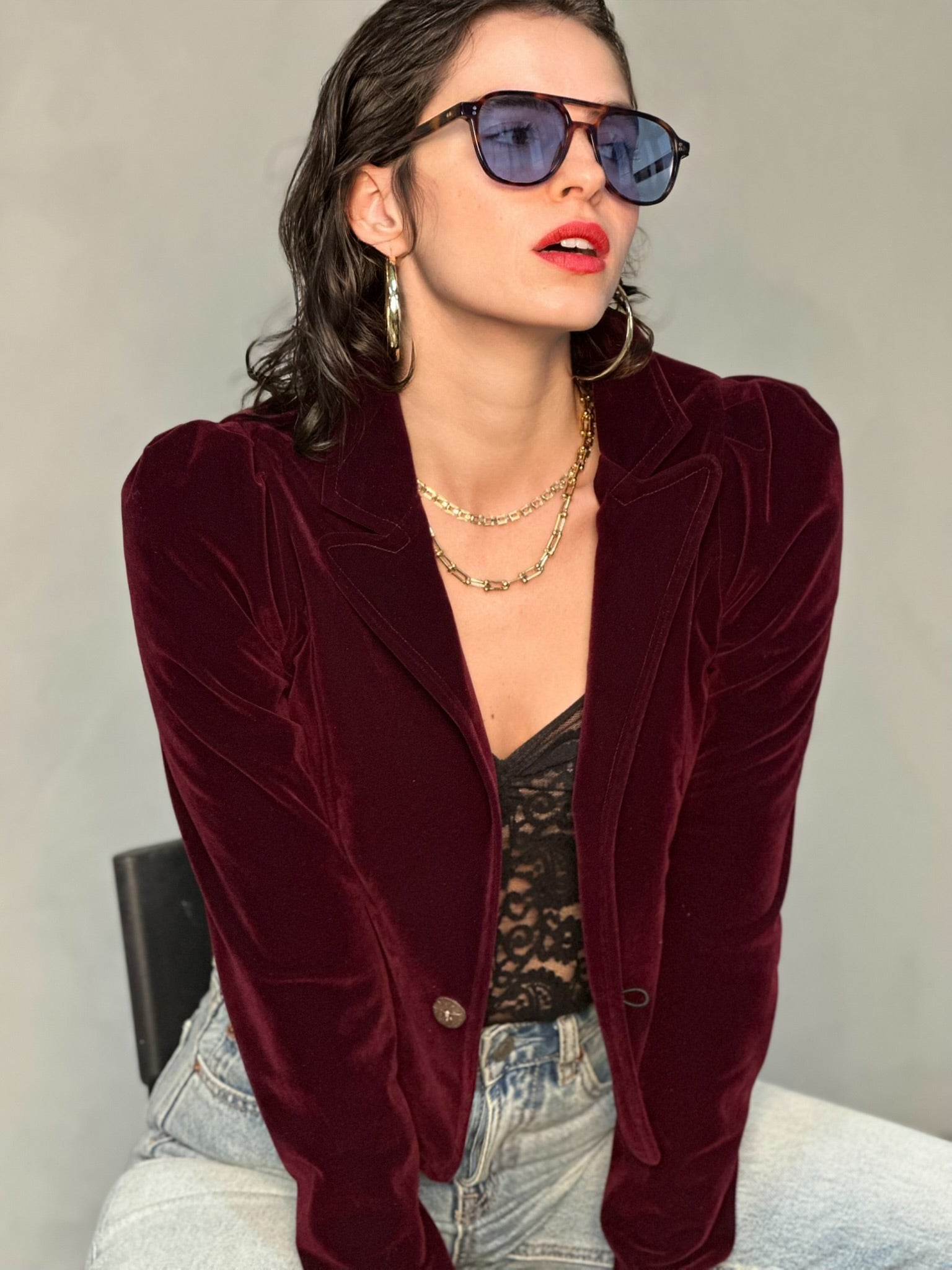 ג׳קט שיקגו - בורדו כהה