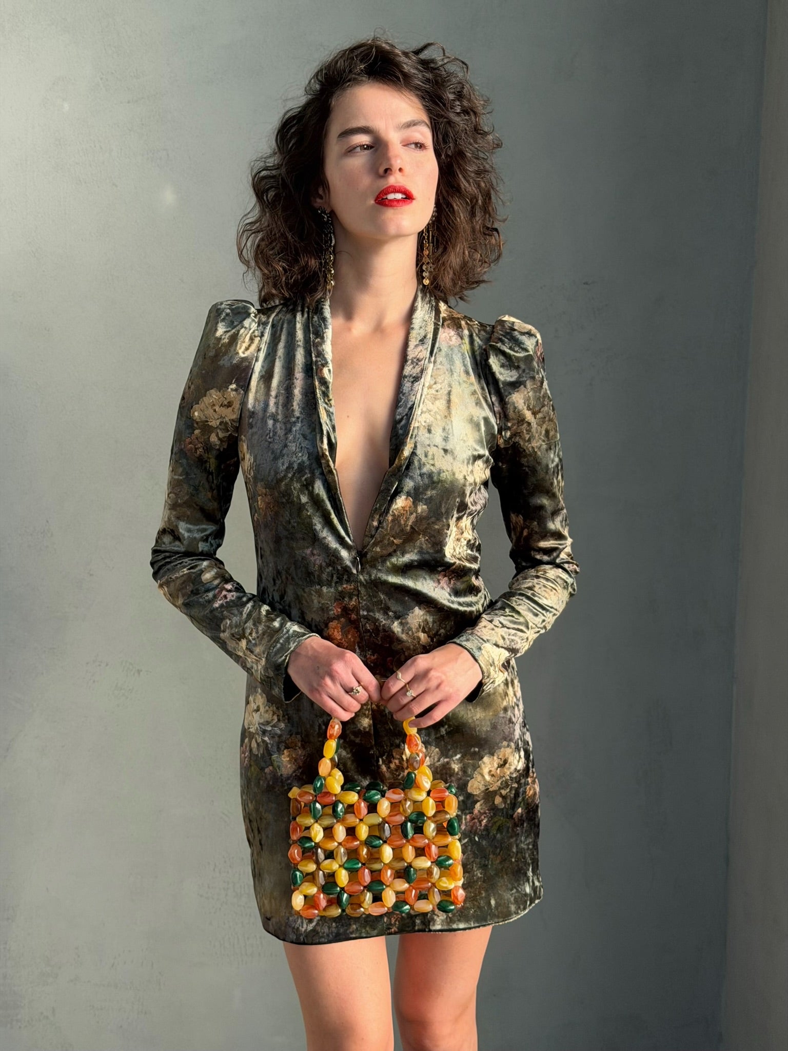 שמלת ברלין - ירוק פרחים דהויים