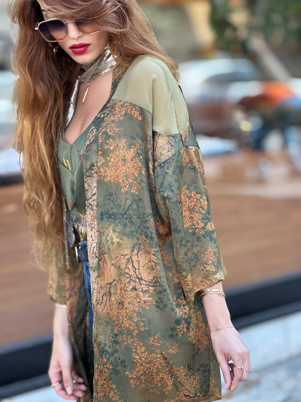 קימונו סאקורה - ירוק ניוד