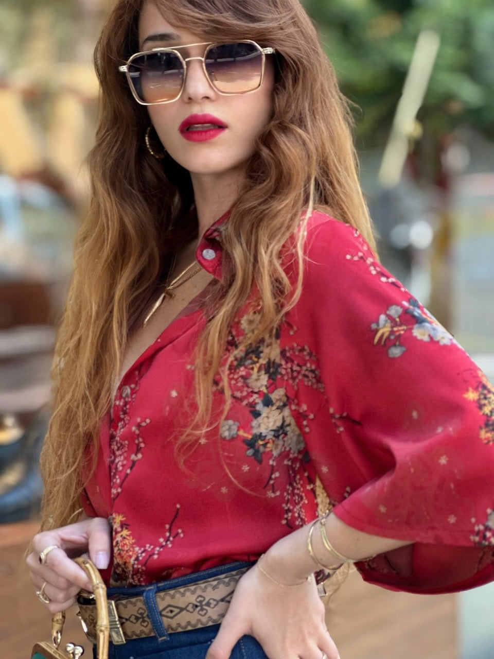 מכופתרת קמילה - אדום יפני