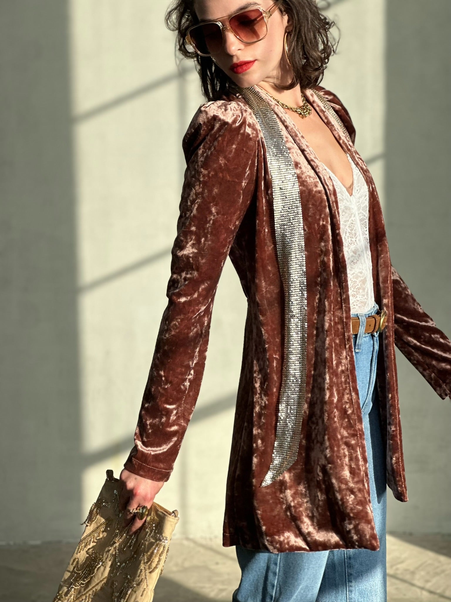 עליונית ברלין קטיפה שבורה - ורוד עתיק