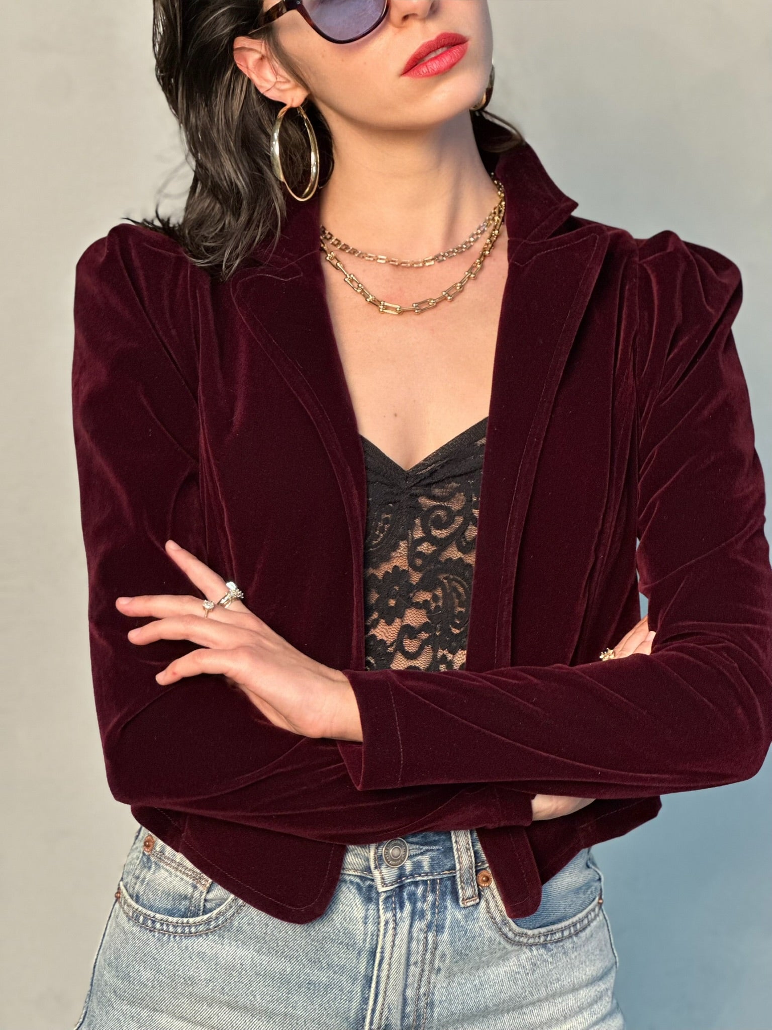 ג׳קט שיקגו - בורדו כהה