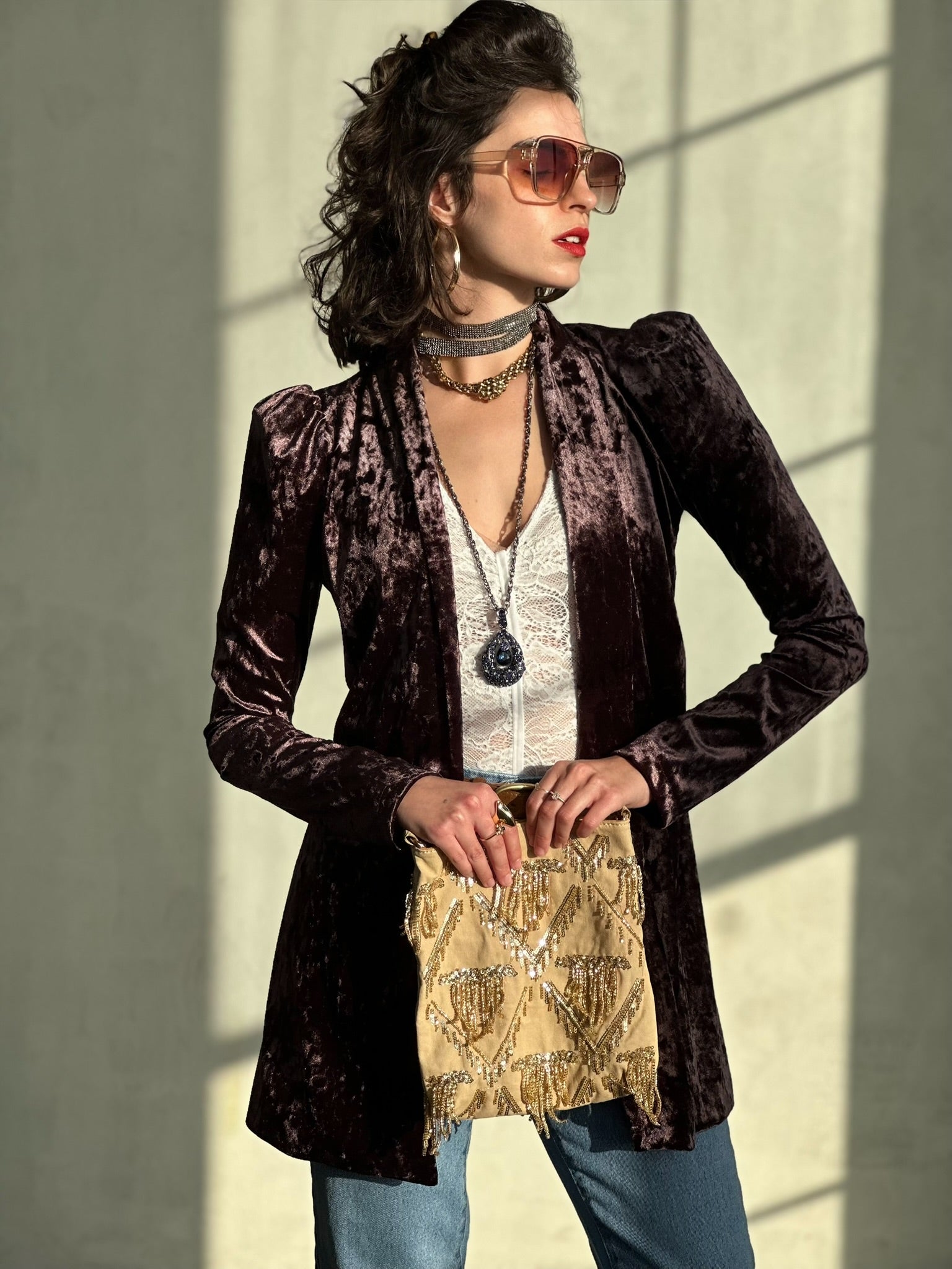 עליונית ברלין קטיפה שבורה - סגול