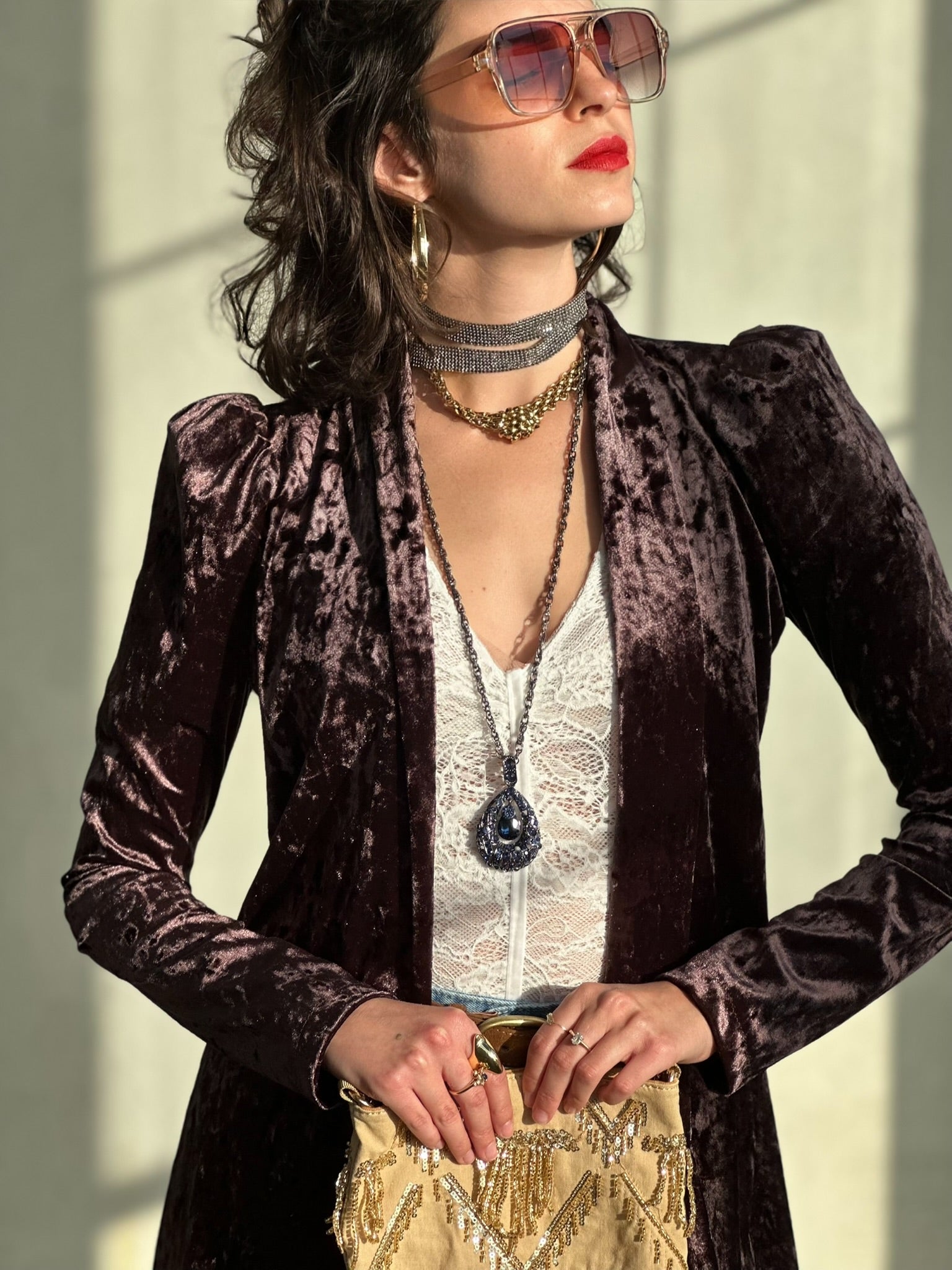 עליונית ברלין קטיפה שבורה - סגול