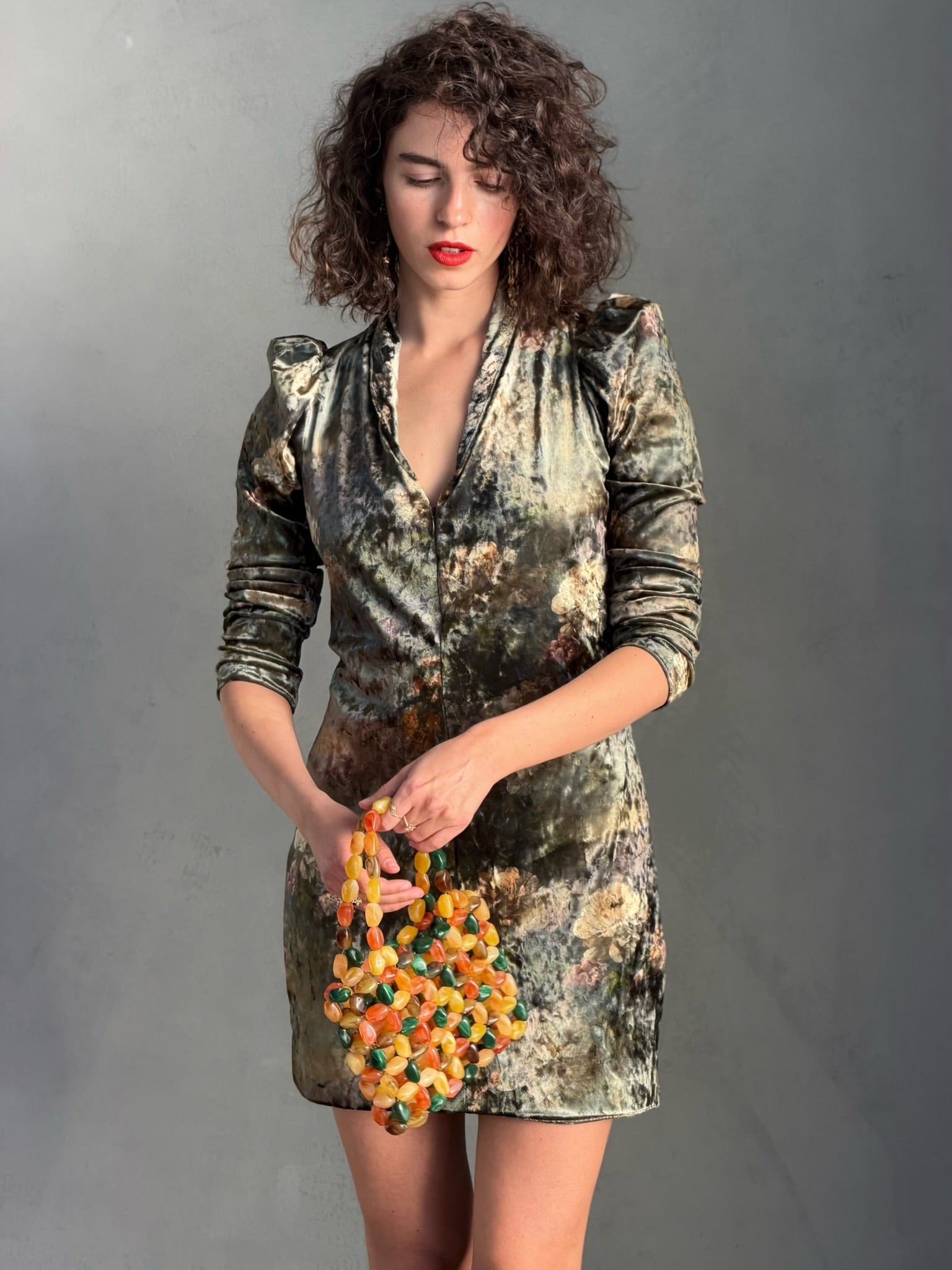 שמלת ברלין - ירוק פרחים דהויים