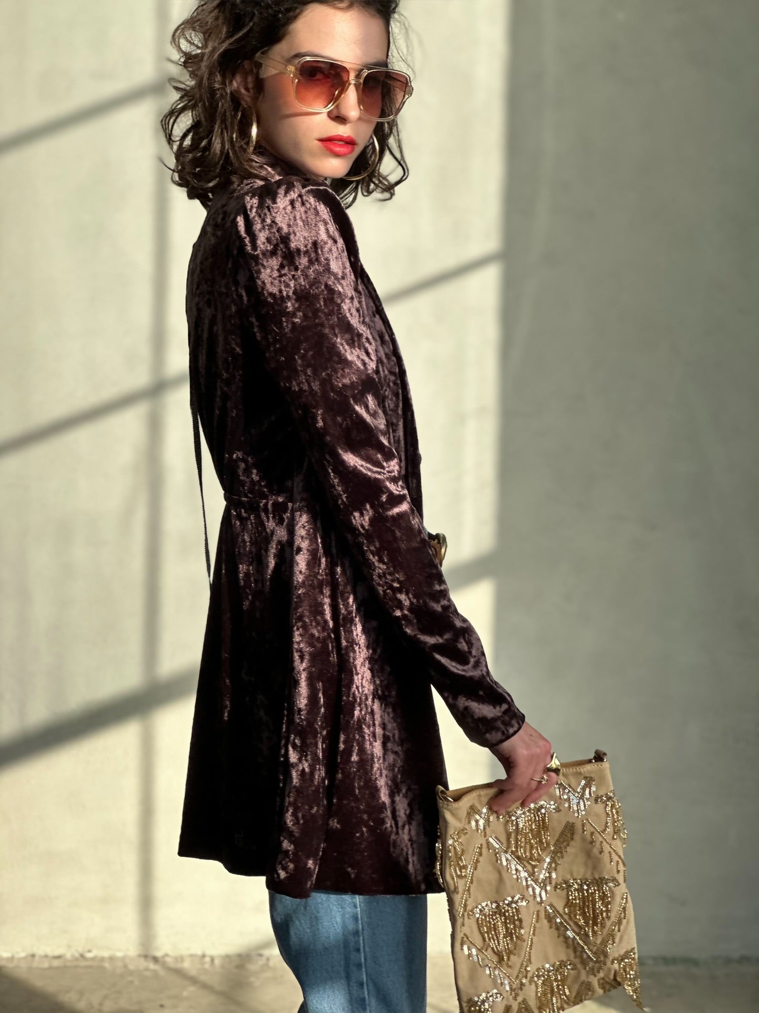 עליונית ברלין קטיפה שבורה - סגול