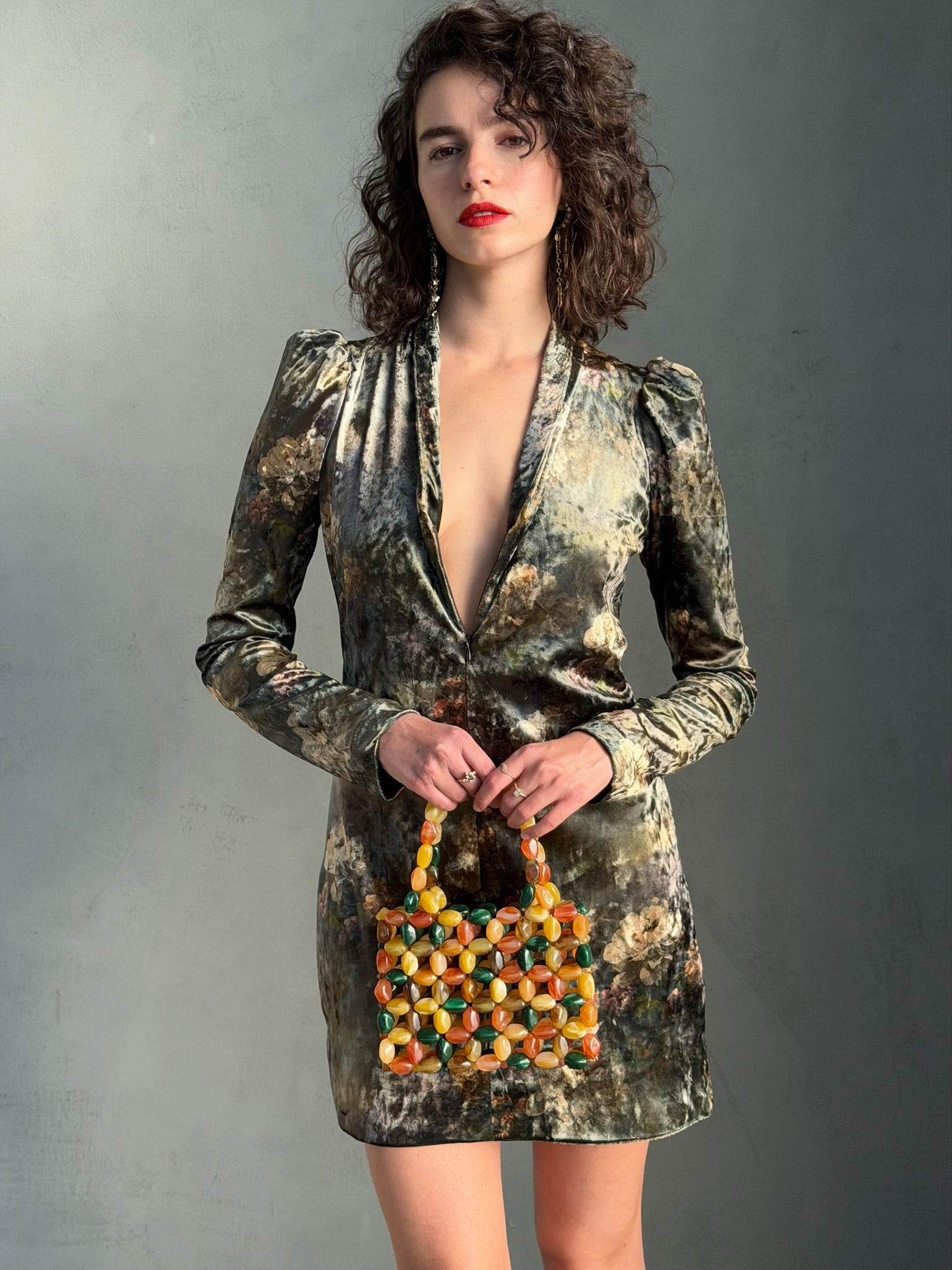 שמלת ברלין - ירוק פרחים דהויים