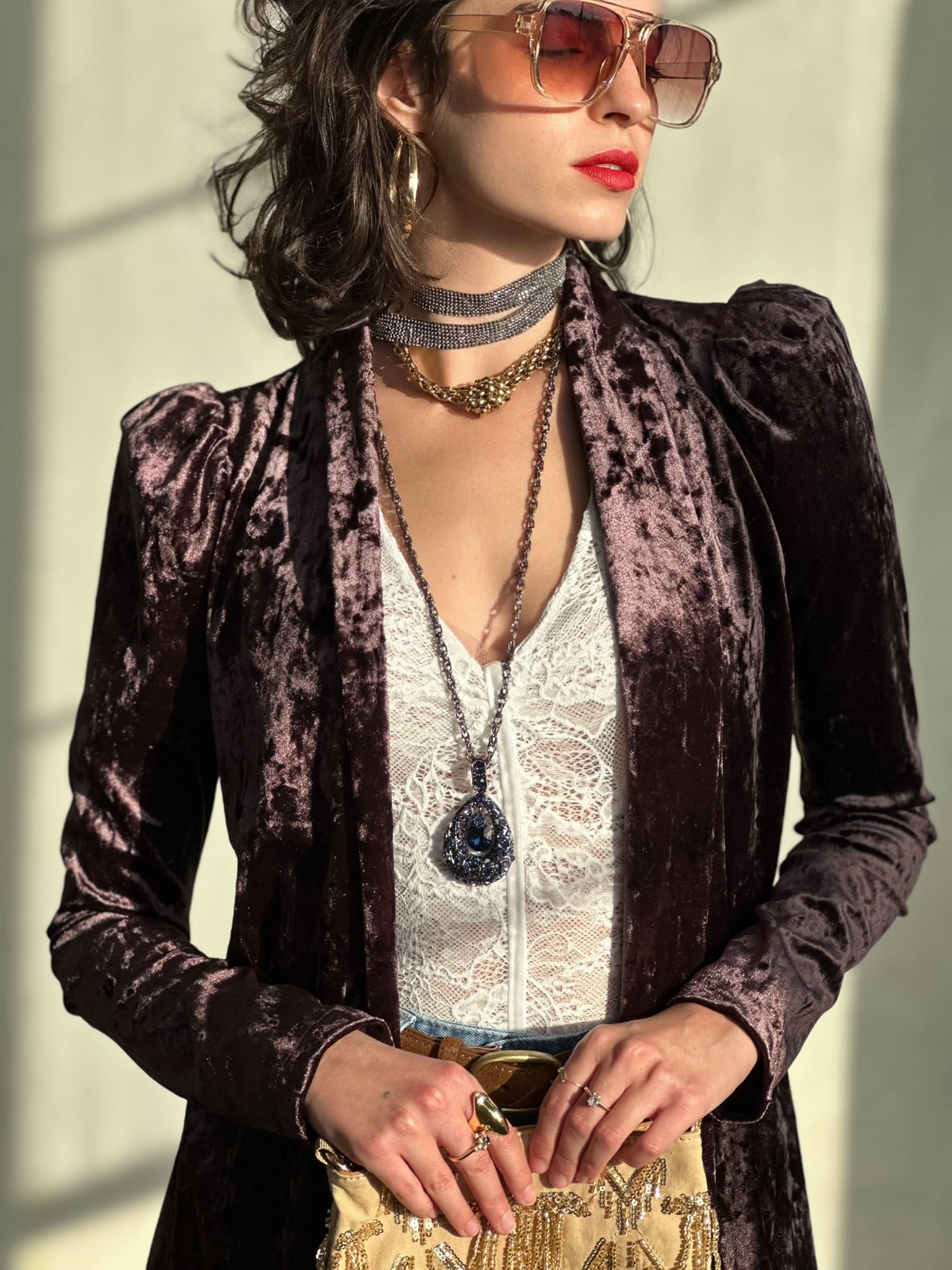 עליונית ברלין קטיפה שבורה - סגול