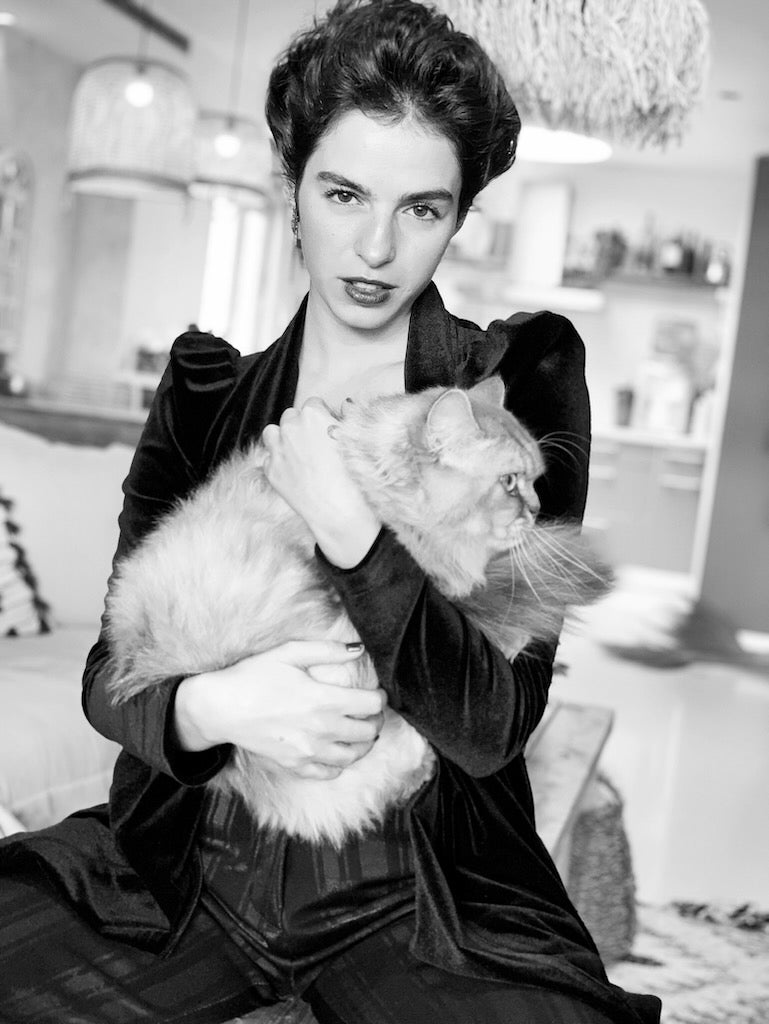 עליונית ברלין קטיפה - שחור