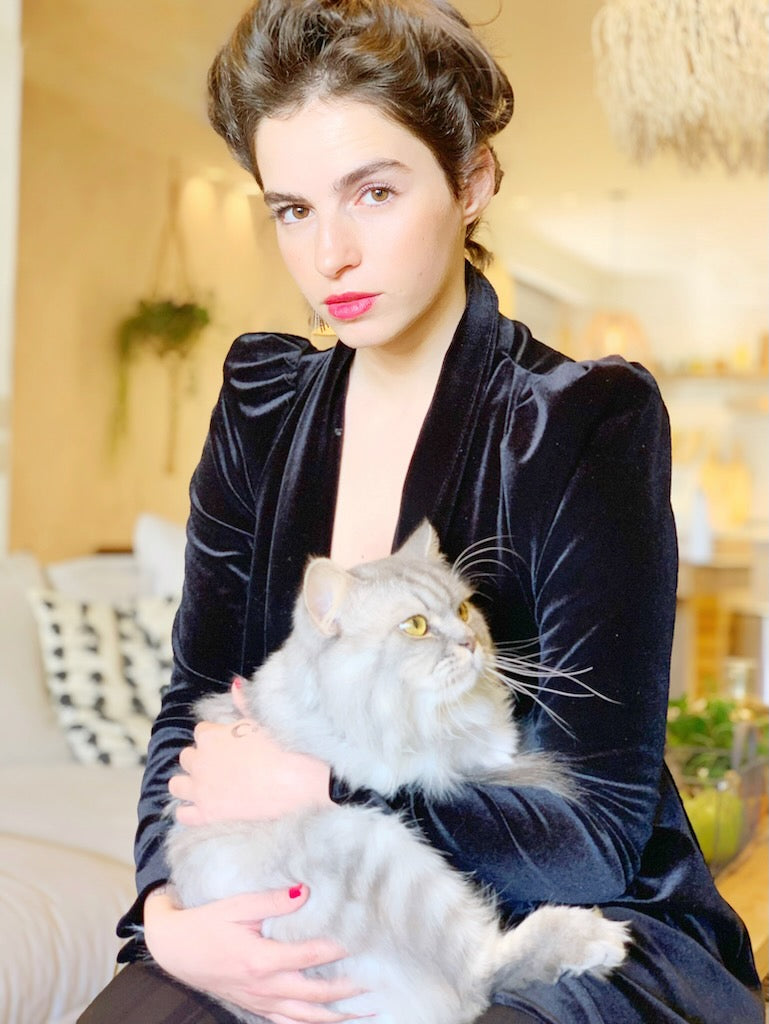 עליונית ברלין קטיפה - שחור