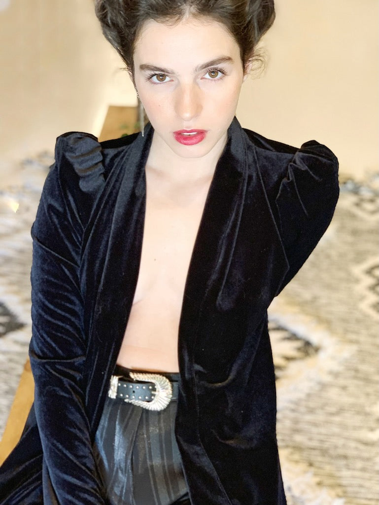 עליונית ברלין קטיפה - שחור