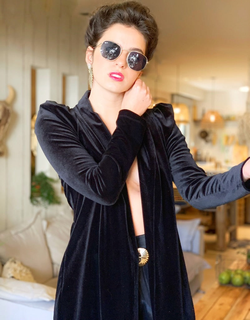 עליונית ברלין קטיפה - שחור