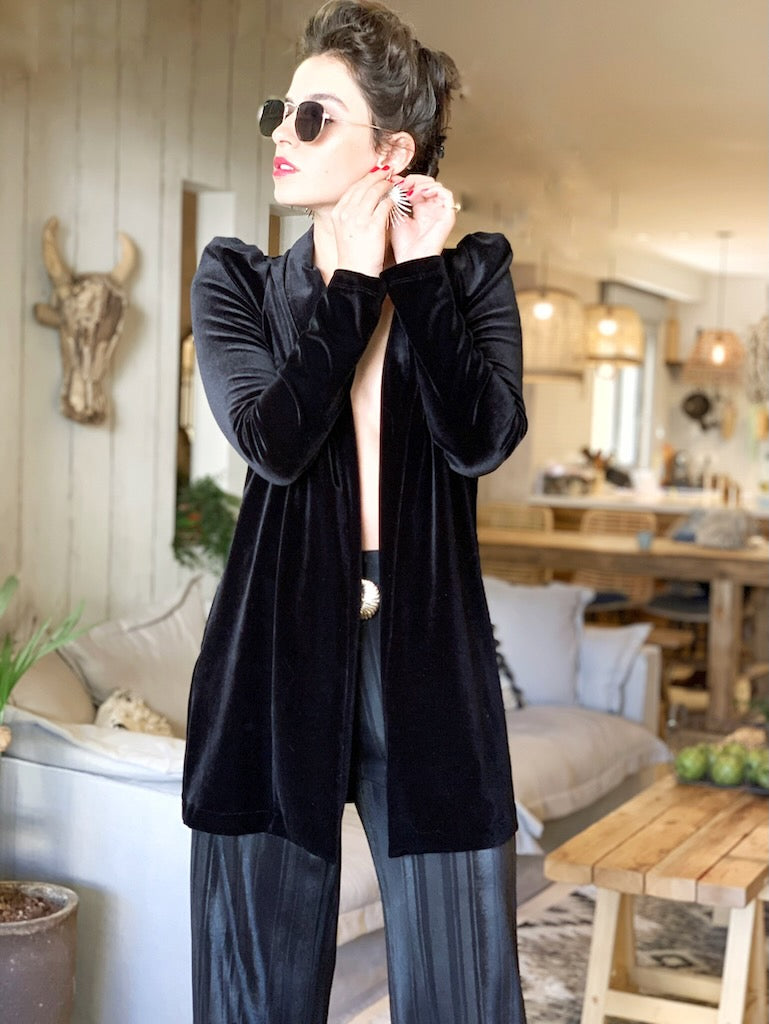 עליונית ברלין קטיפה - שחור