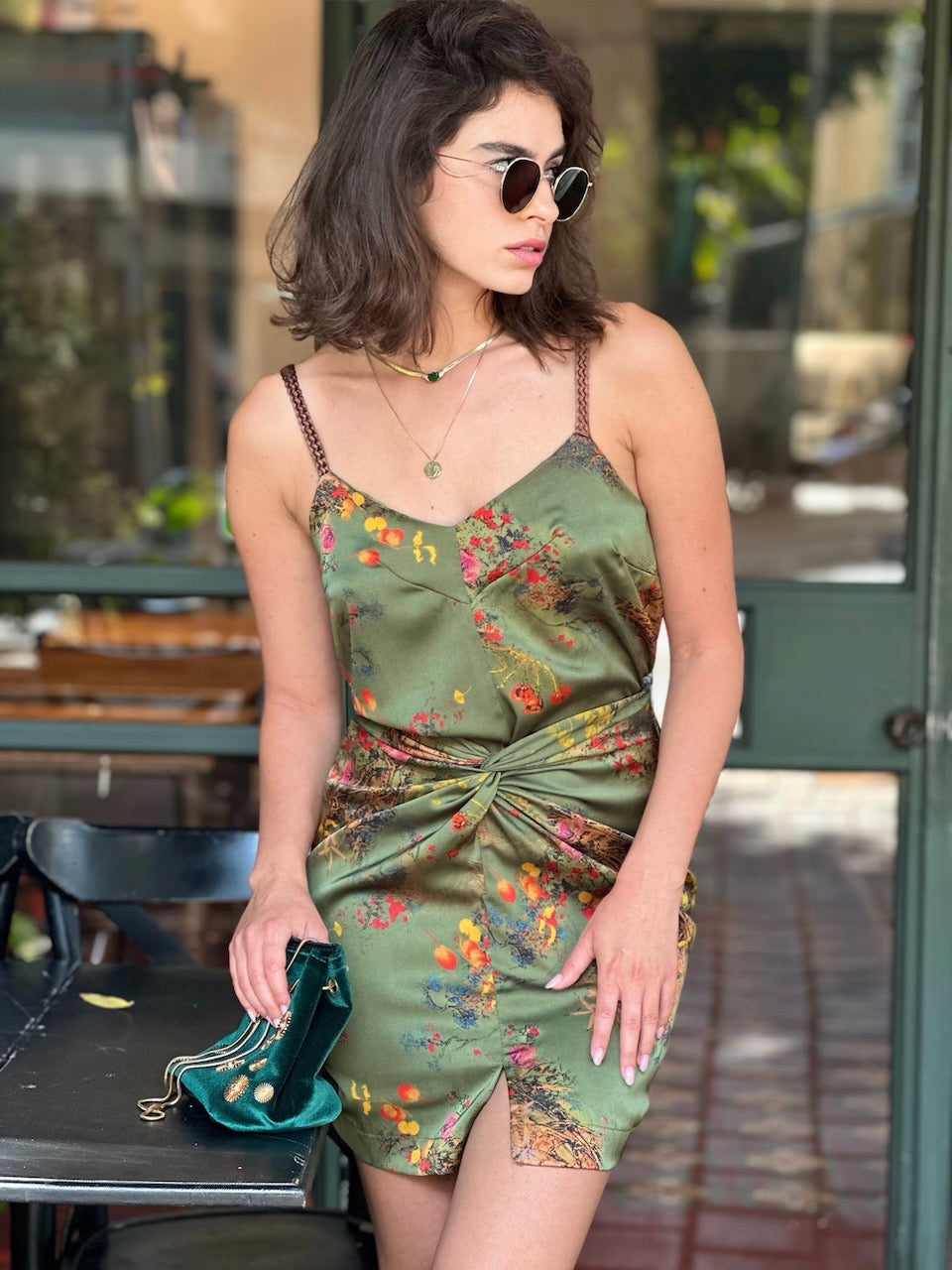 חצאית מיני ונוס - ירוק זית