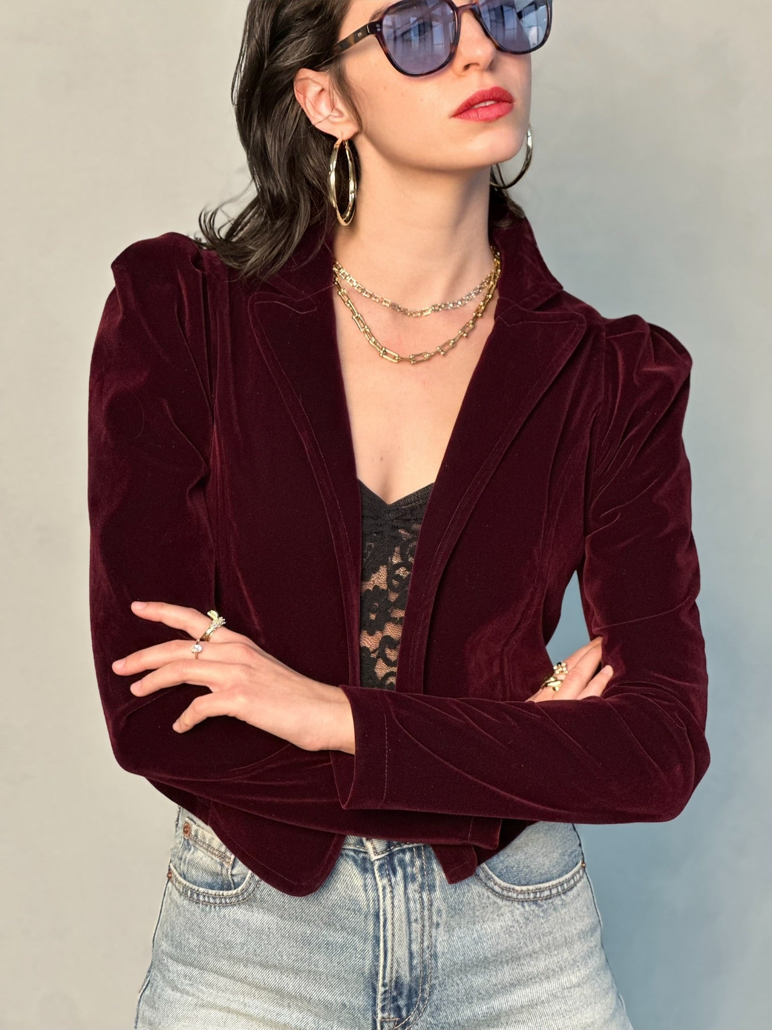 ג׳קט שיקגו - בורדו כהה