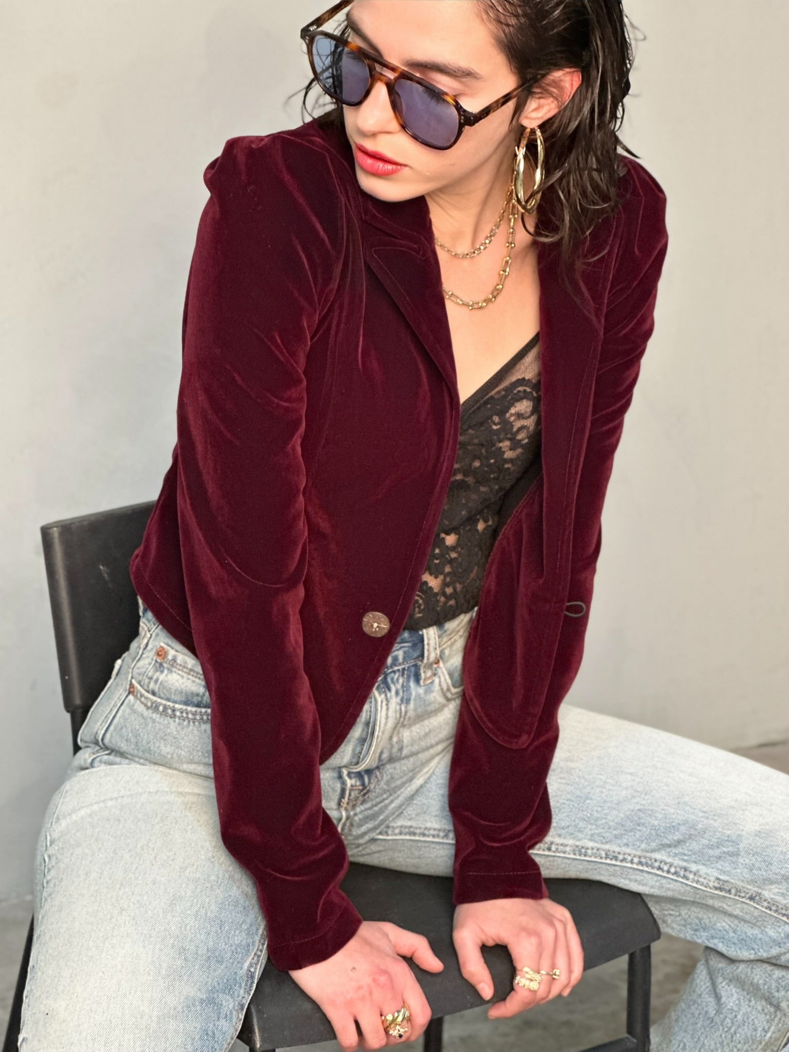 ג׳קט שיקגו - בורדו כהה