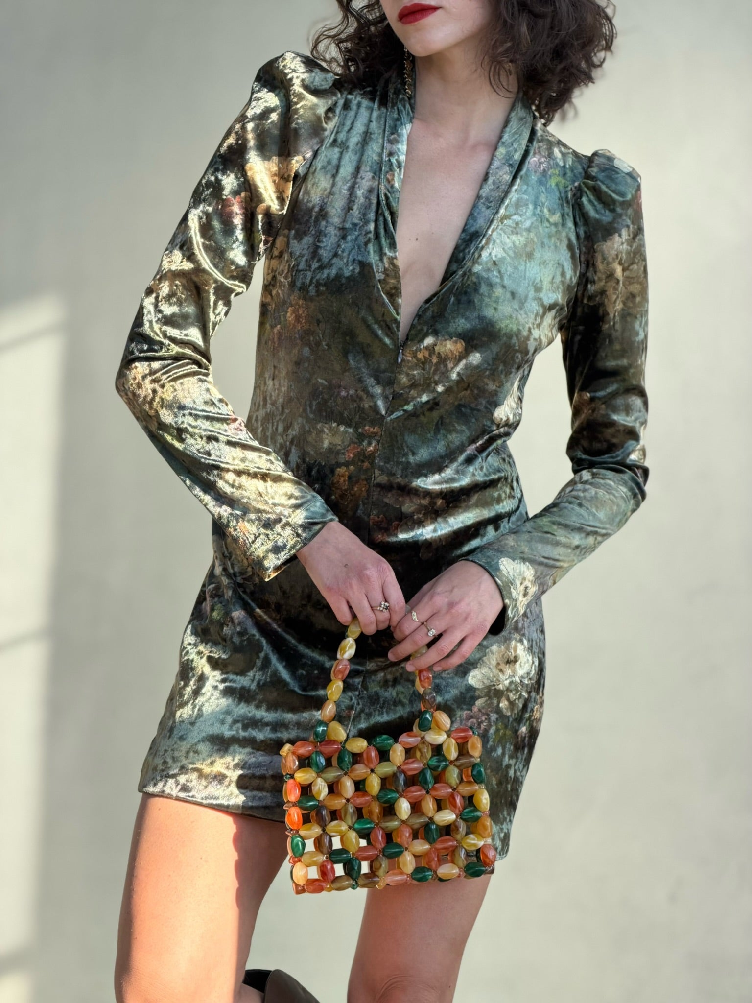 שמלת ברלין - ירוק פרחים דהויים