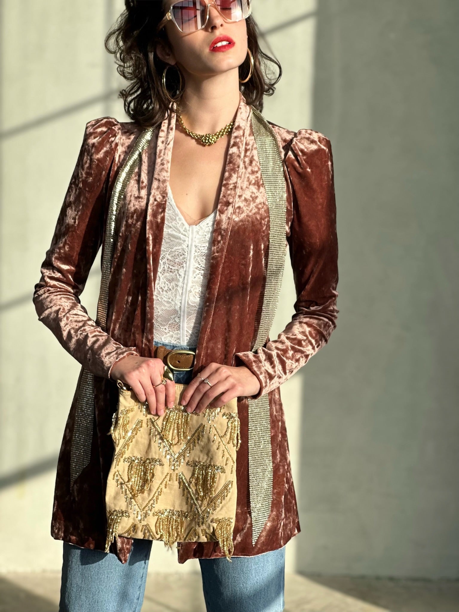 עליונית ברלין קטיפה שבורה - ורוד עתיק