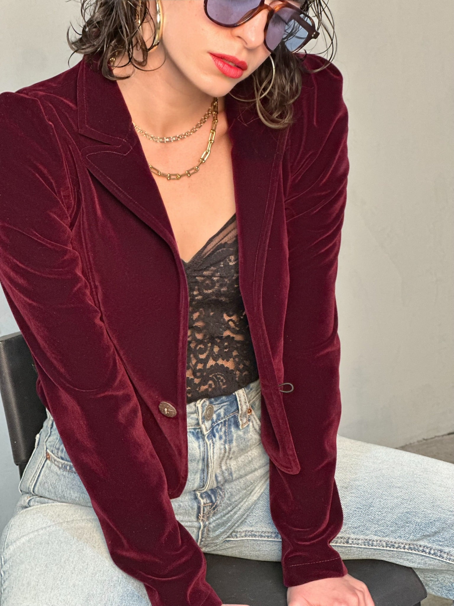 ג׳קט שיקגו - בורדו כהה