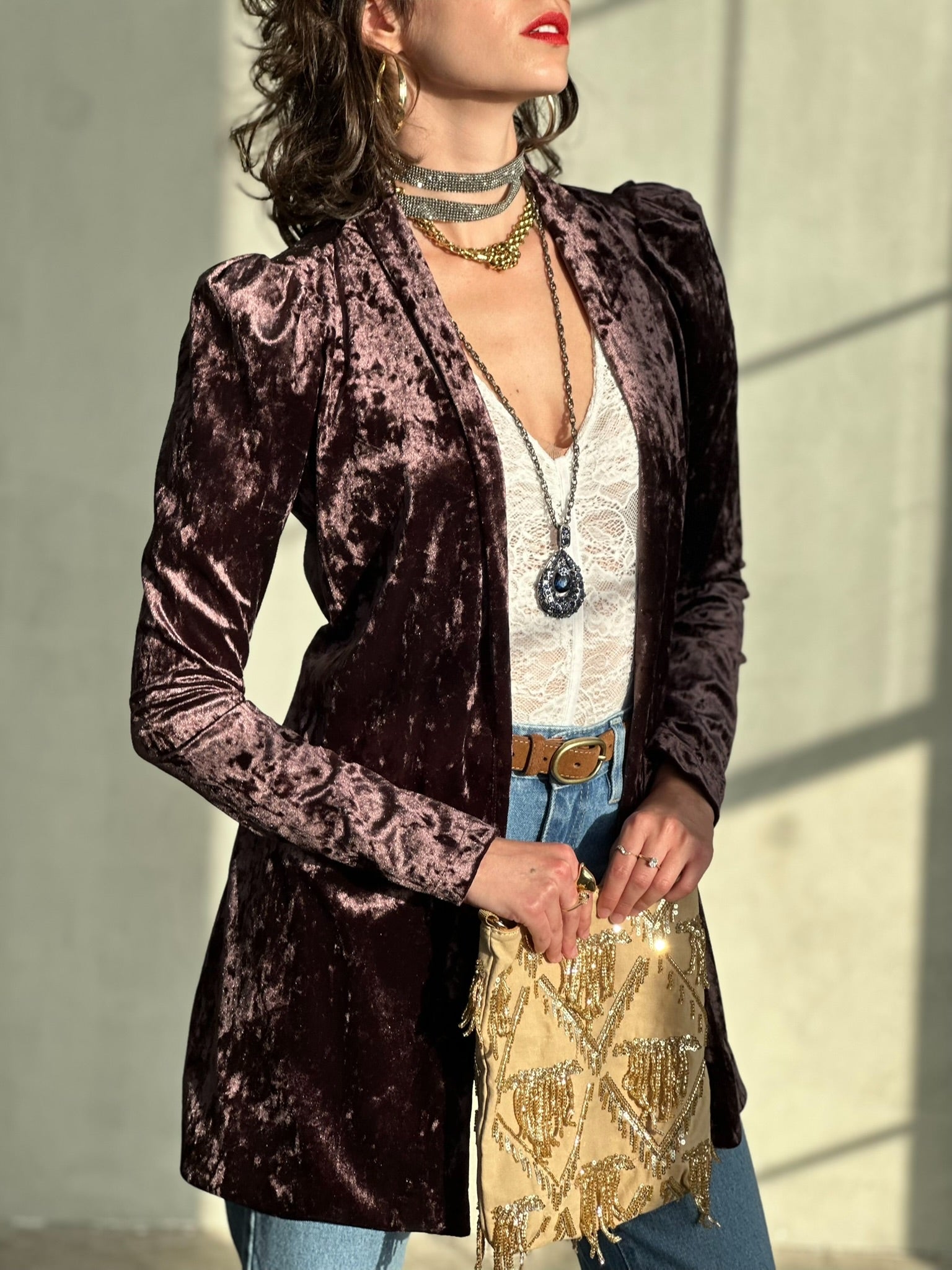 עליונית ברלין קטיפה שבורה - סגול