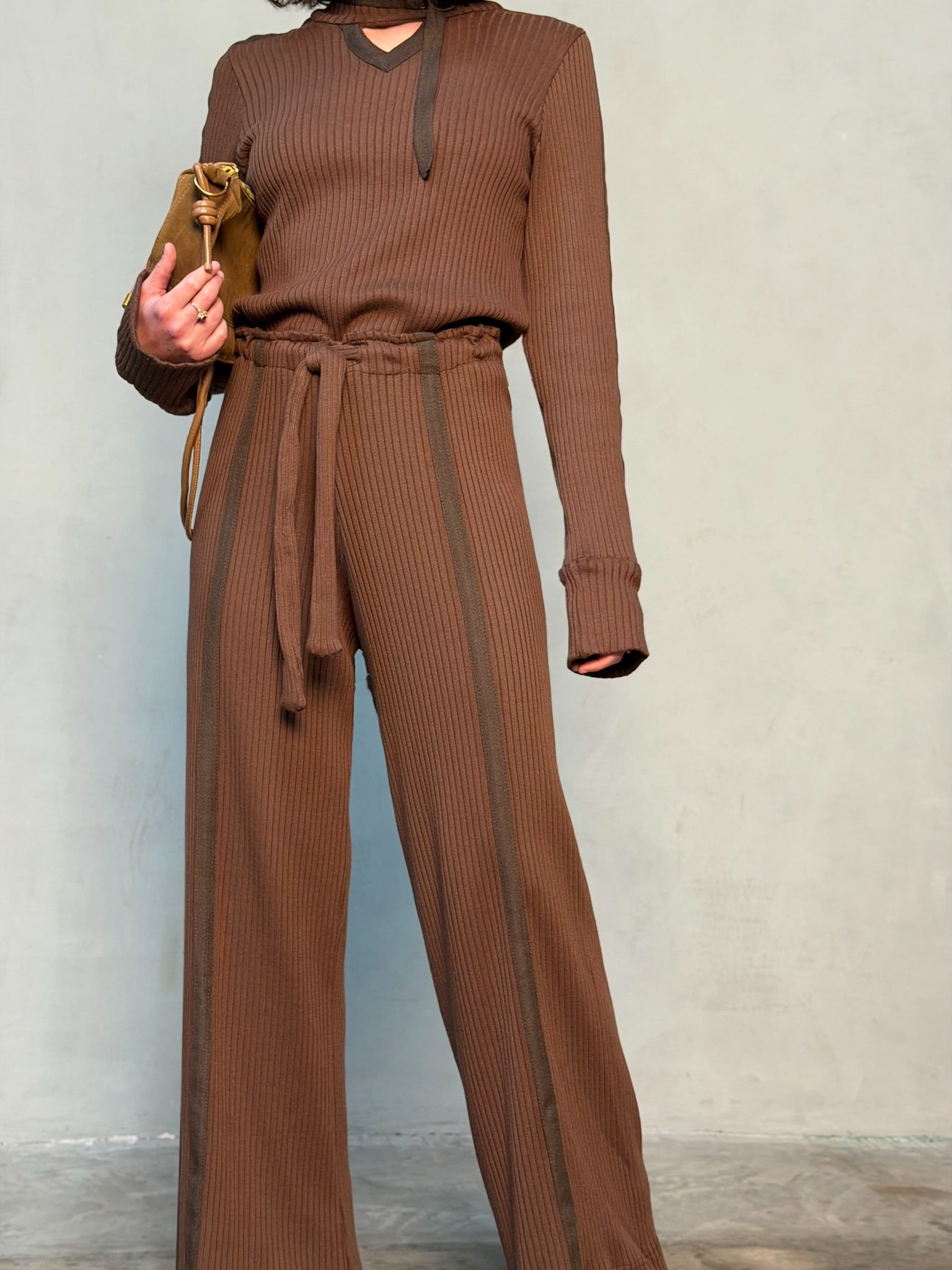 מכנסי קלואי חום שוקולד