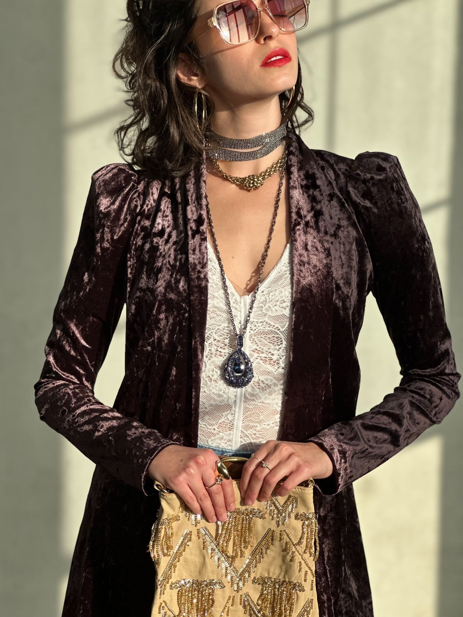 עליונית ברלין קטיפה שבורה - סגול