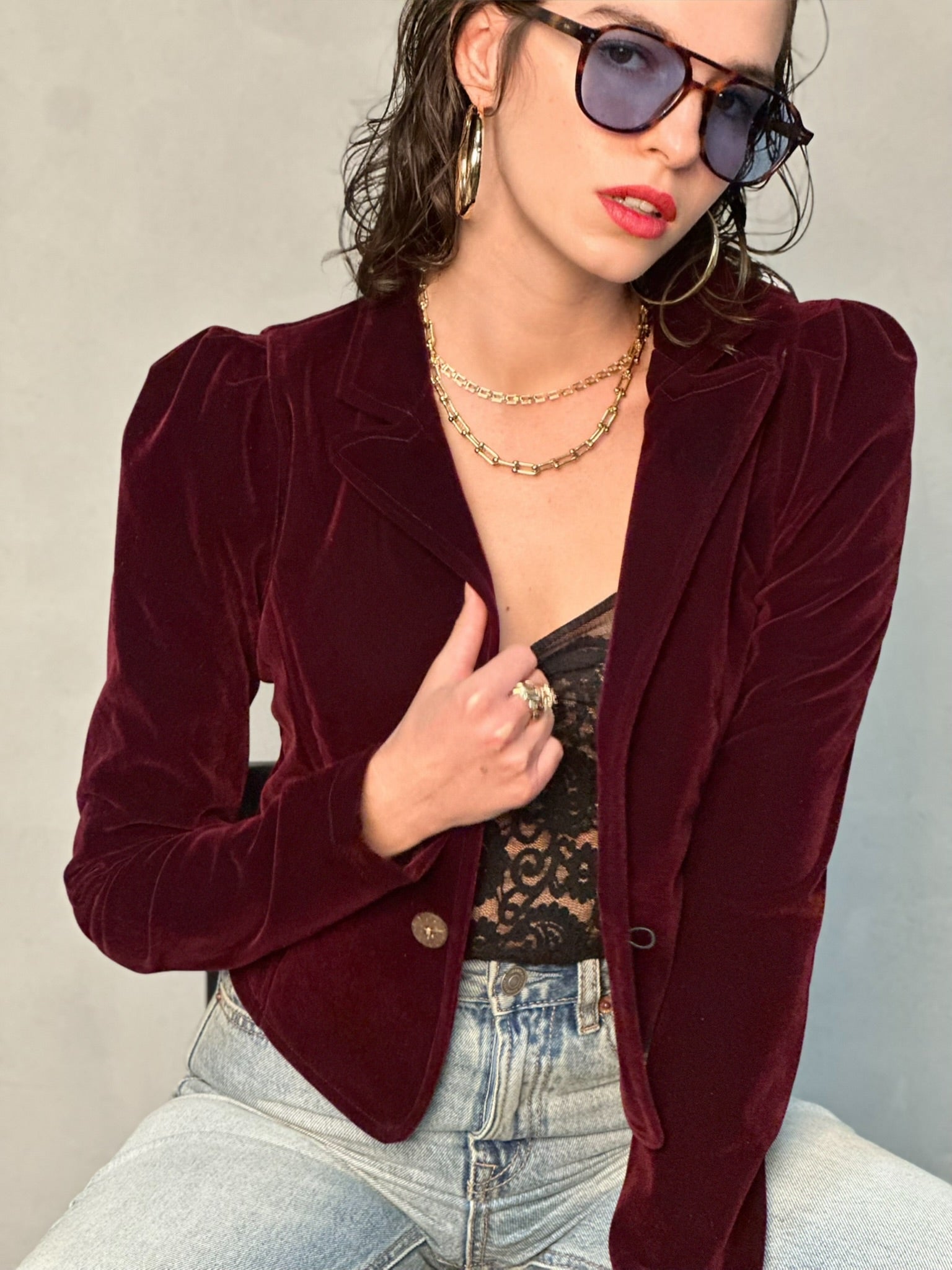 ג׳קט שיקגו - בורדו כהה