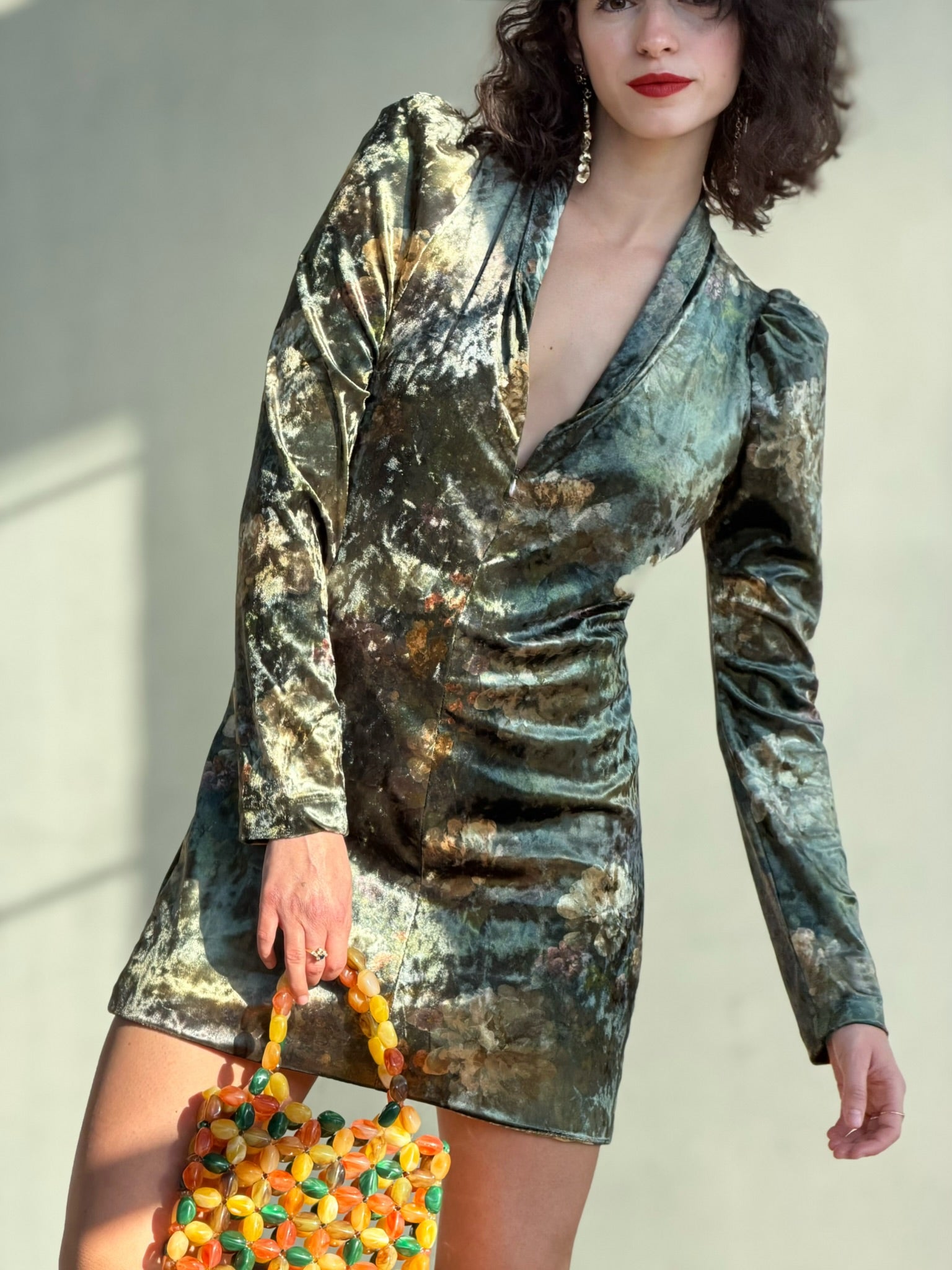 שמלת ברלין - ירוק פרחים דהויים