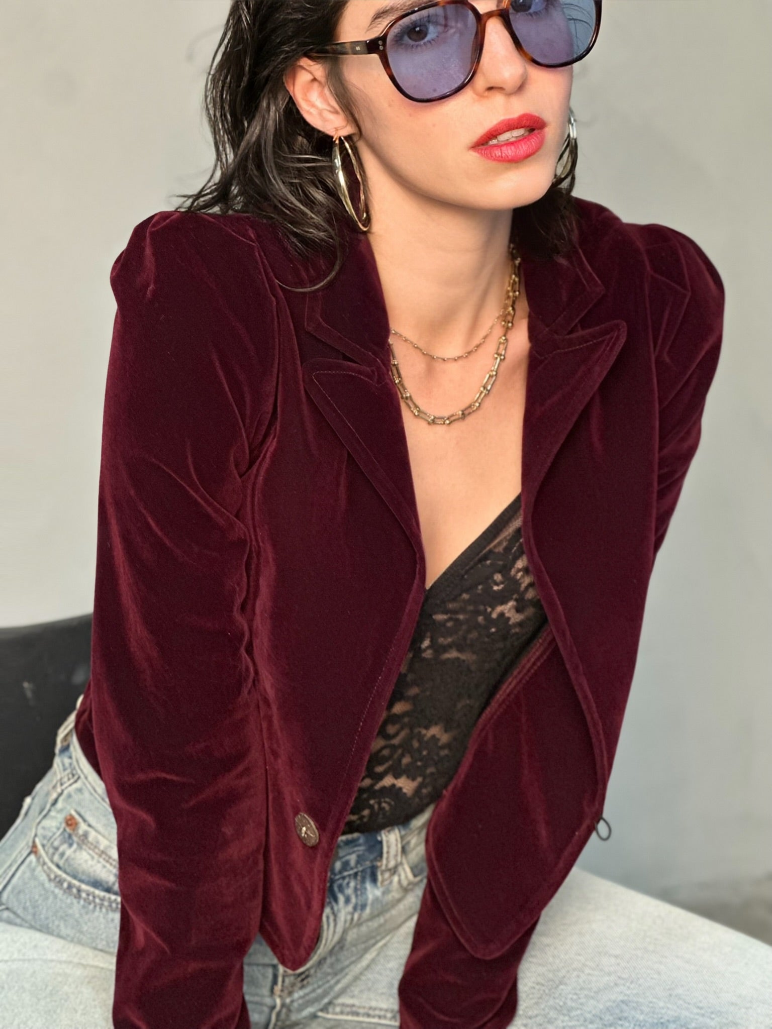 ג׳קט שיקגו - בורדו כהה