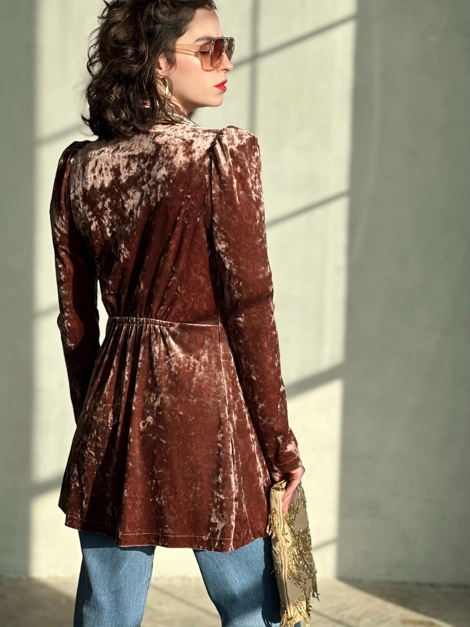 עליונית ברלין קטיפה שבורה - ורוד עתיק