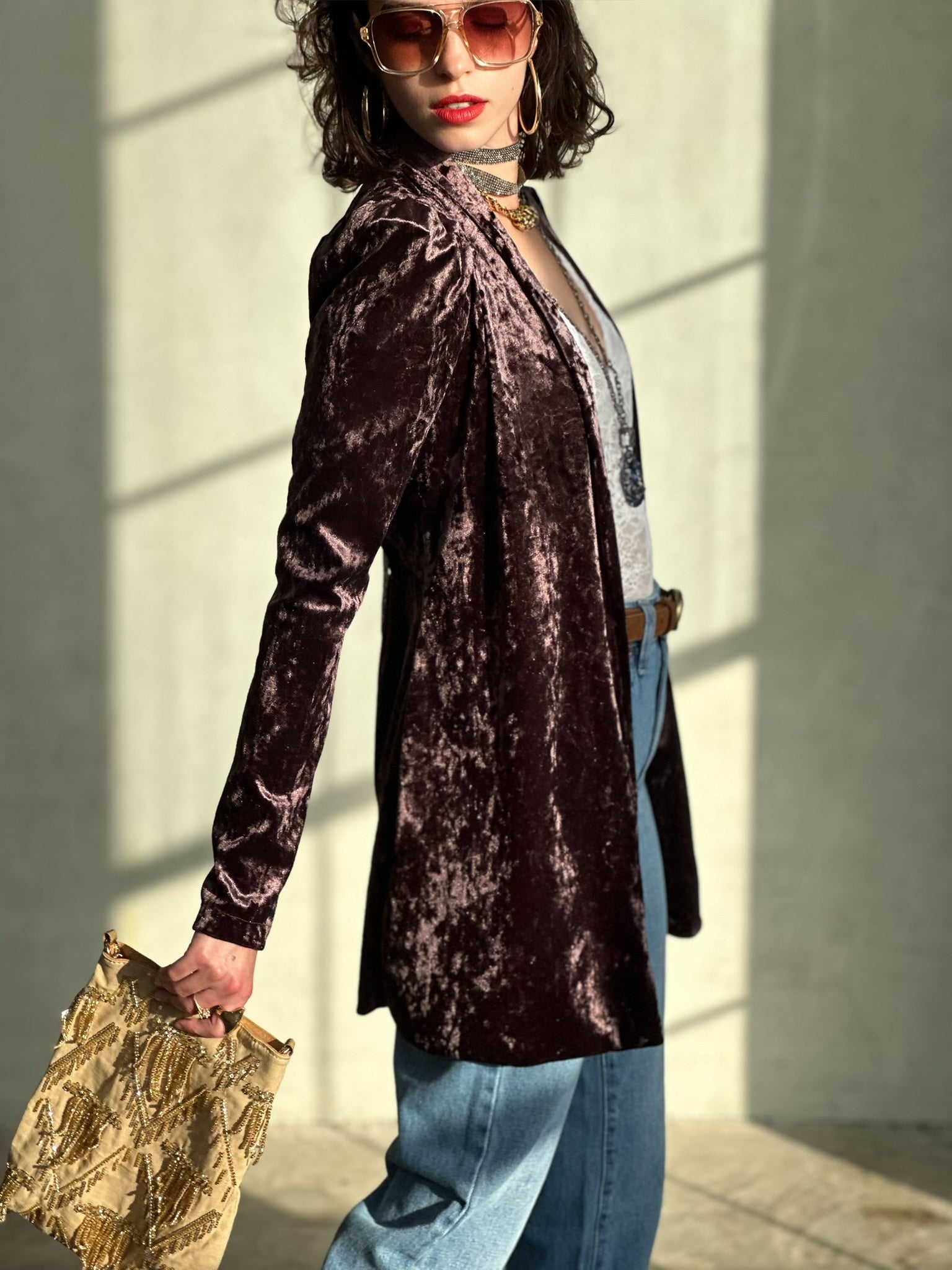 עליונית ברלין קטיפה שבורה - סגול