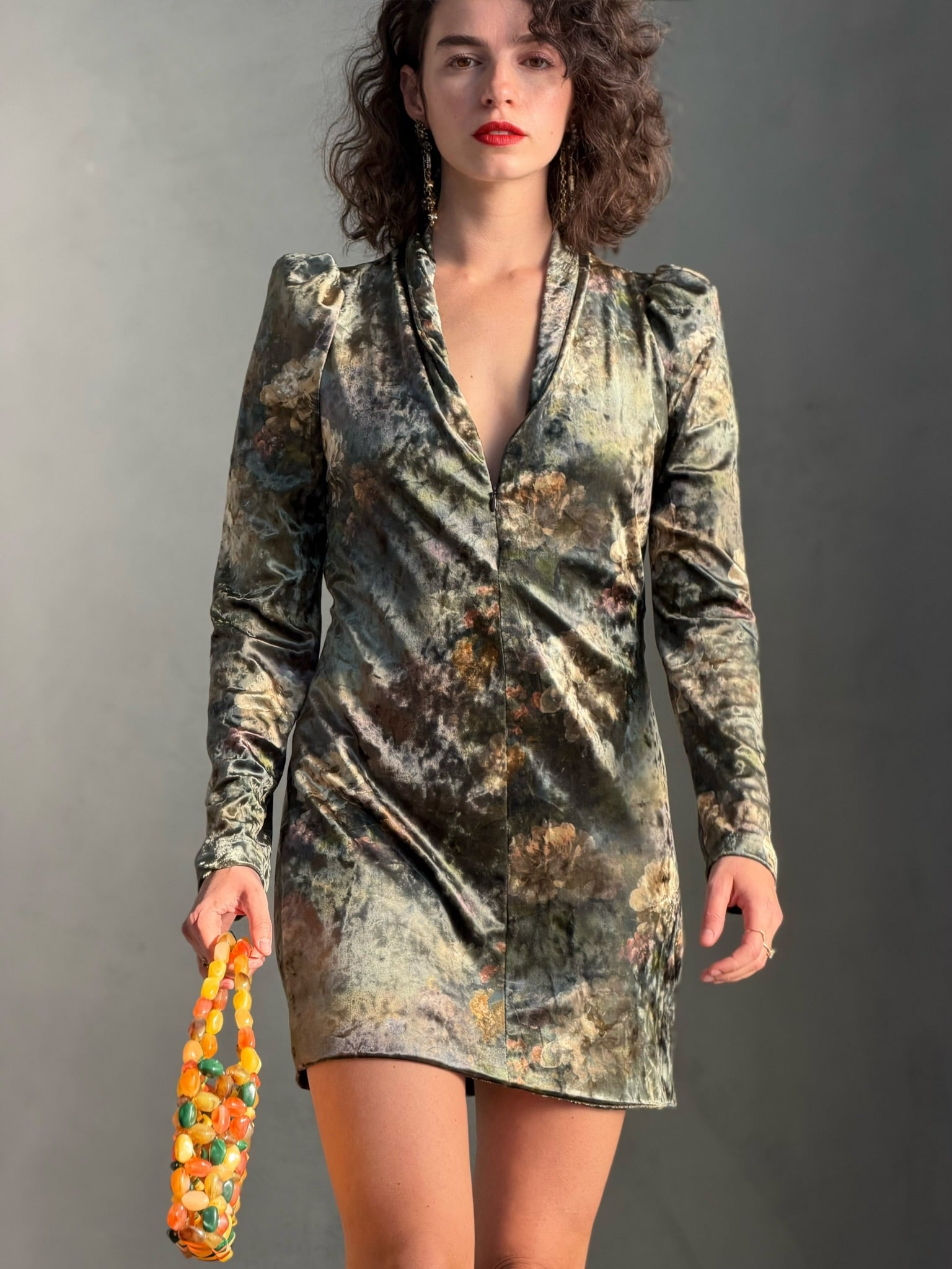 שמלת ברלין - ירוק פרחים דהויים