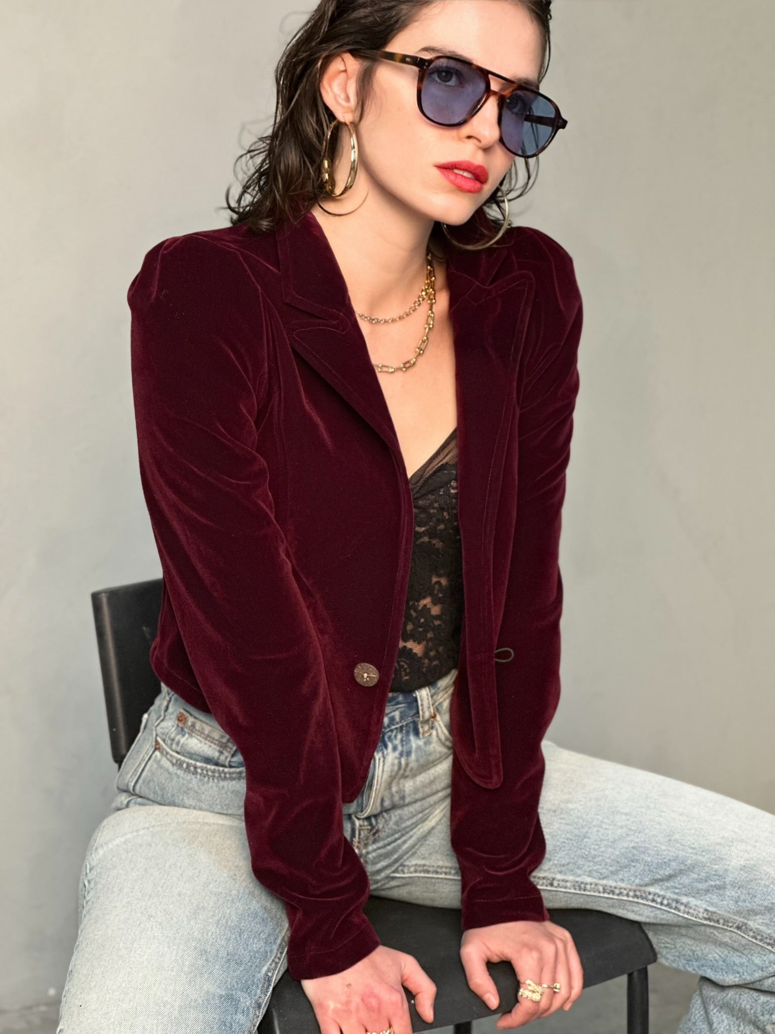 ג׳קט שיקגו - בורדו כהה