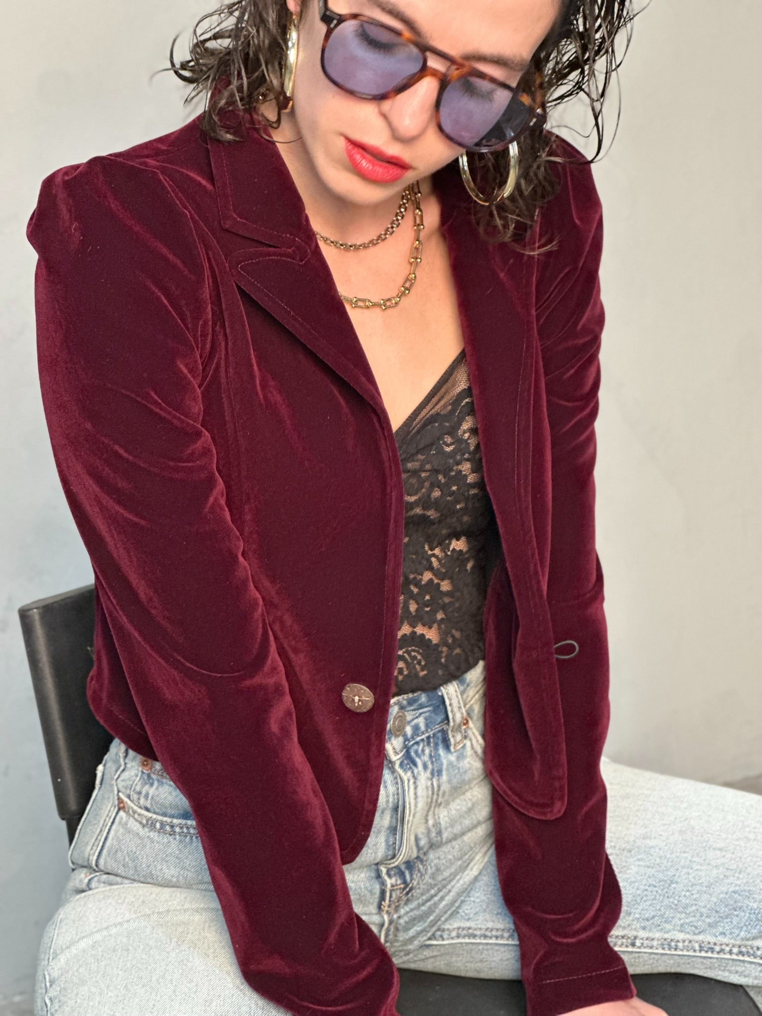 ג׳קט שיקגו - בורדו כהה