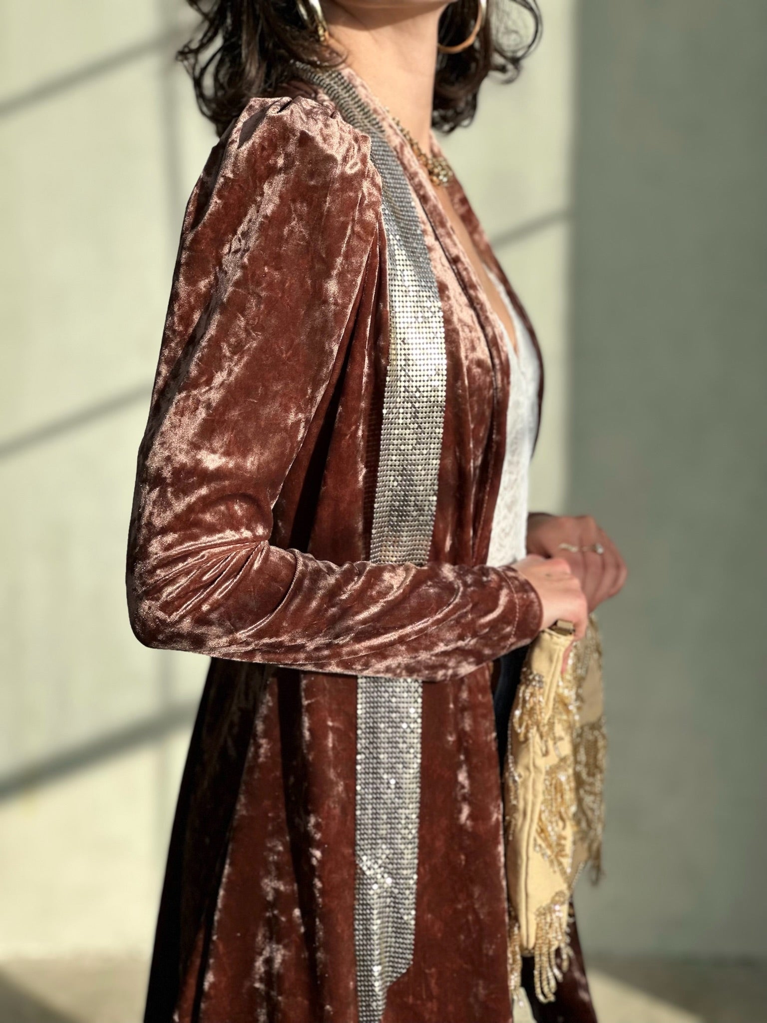 עליונית ברלין קטיפה שבורה - ורוד עתיק